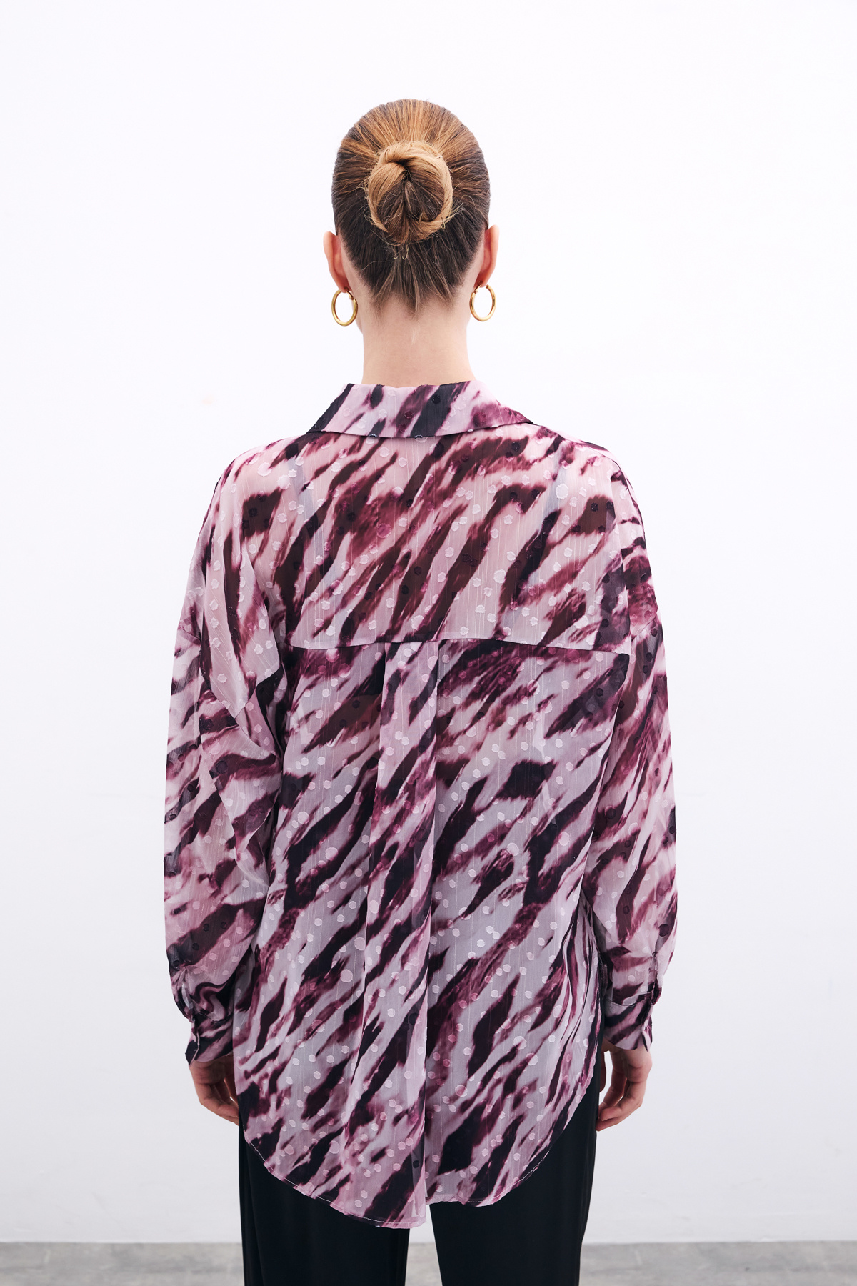 Desenli Salaş Gömlek - Bordo