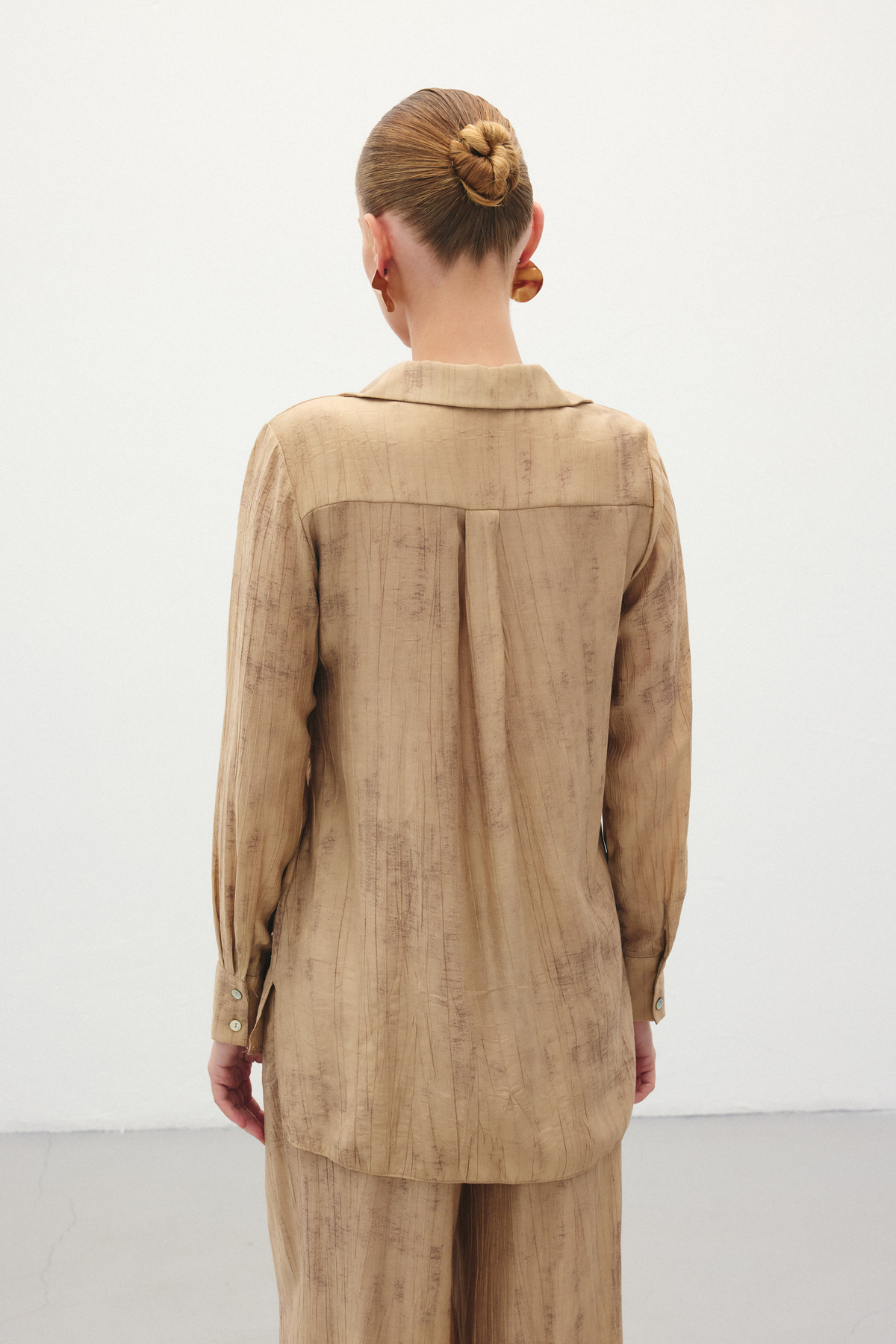 Desenli Salaş Gömlek - Camel