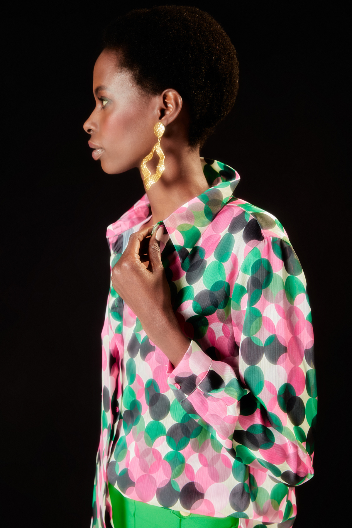 Patterned Loose Shirt - FuchsIa