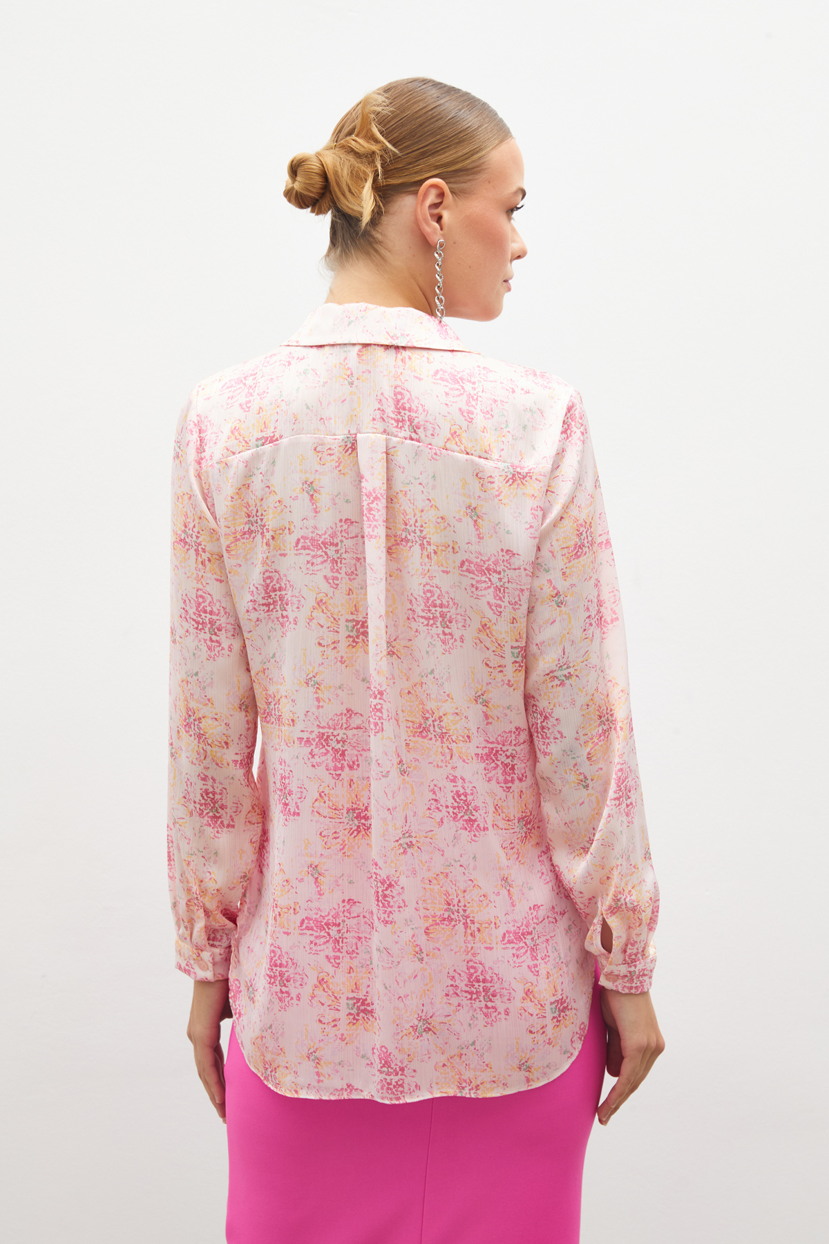 Desenli Salaş Gömlek - FUŞYA