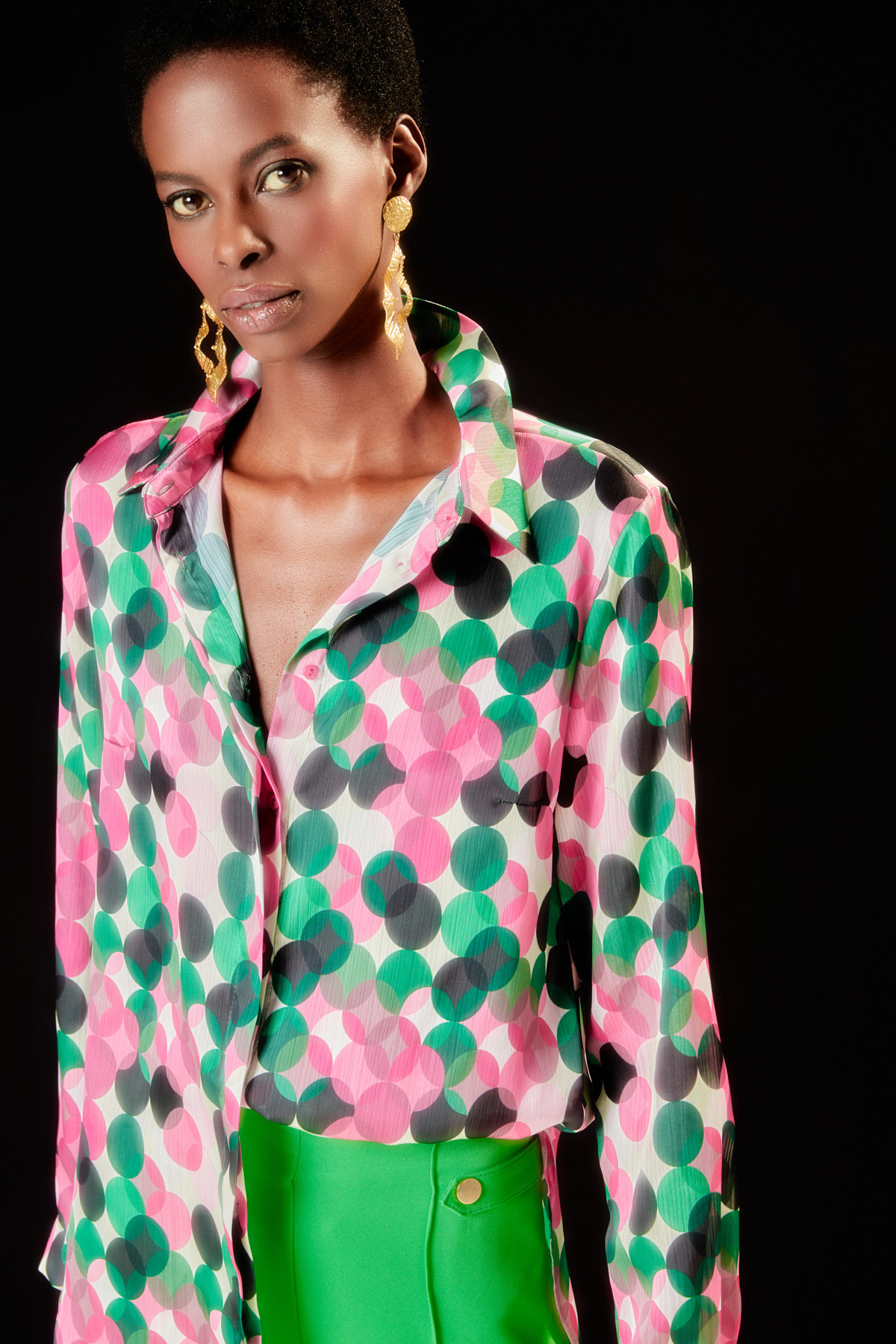 Patterned Loose Shirt - FuchsIa