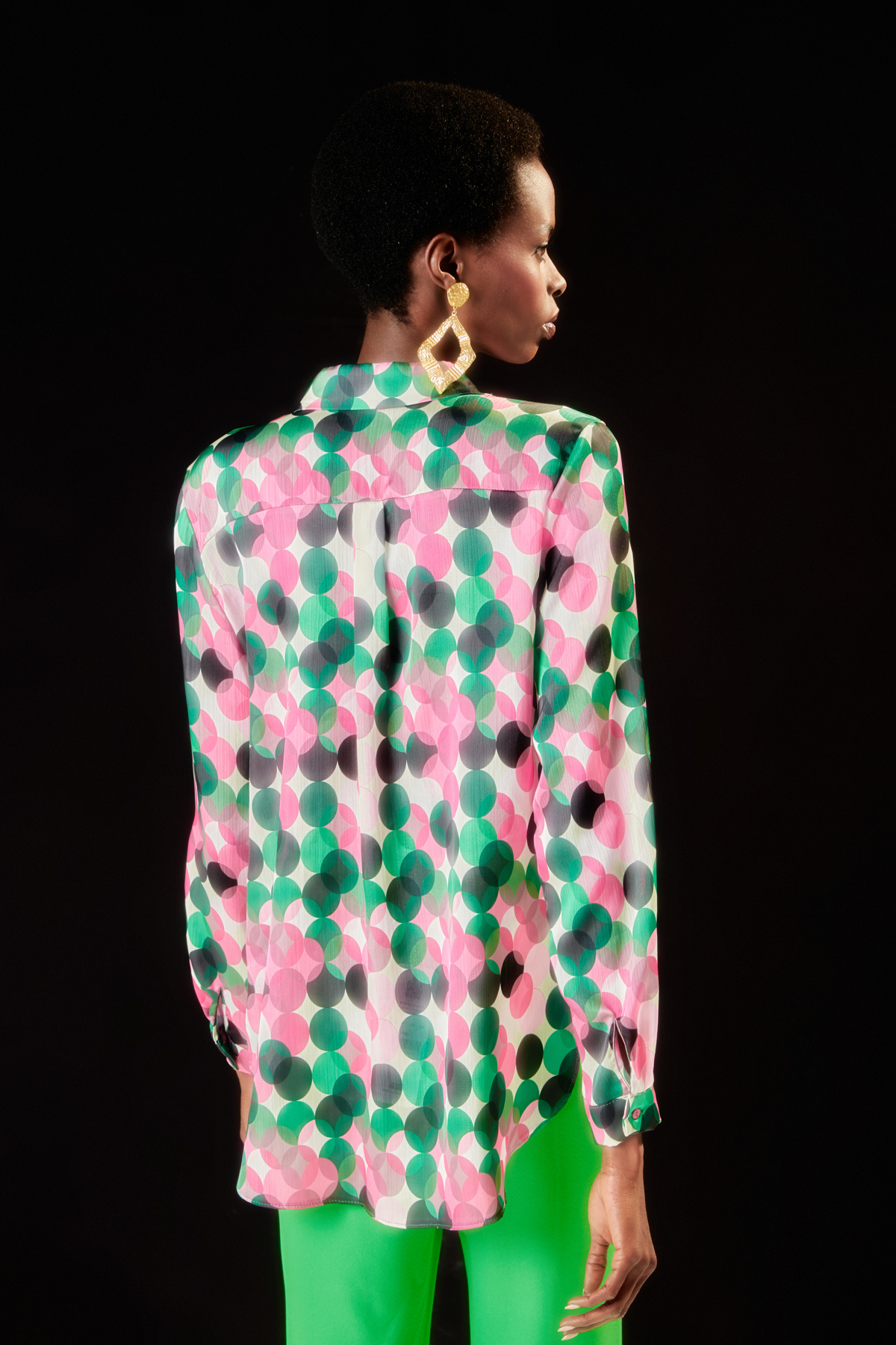 Patterned Loose Shirt - FuchsIa