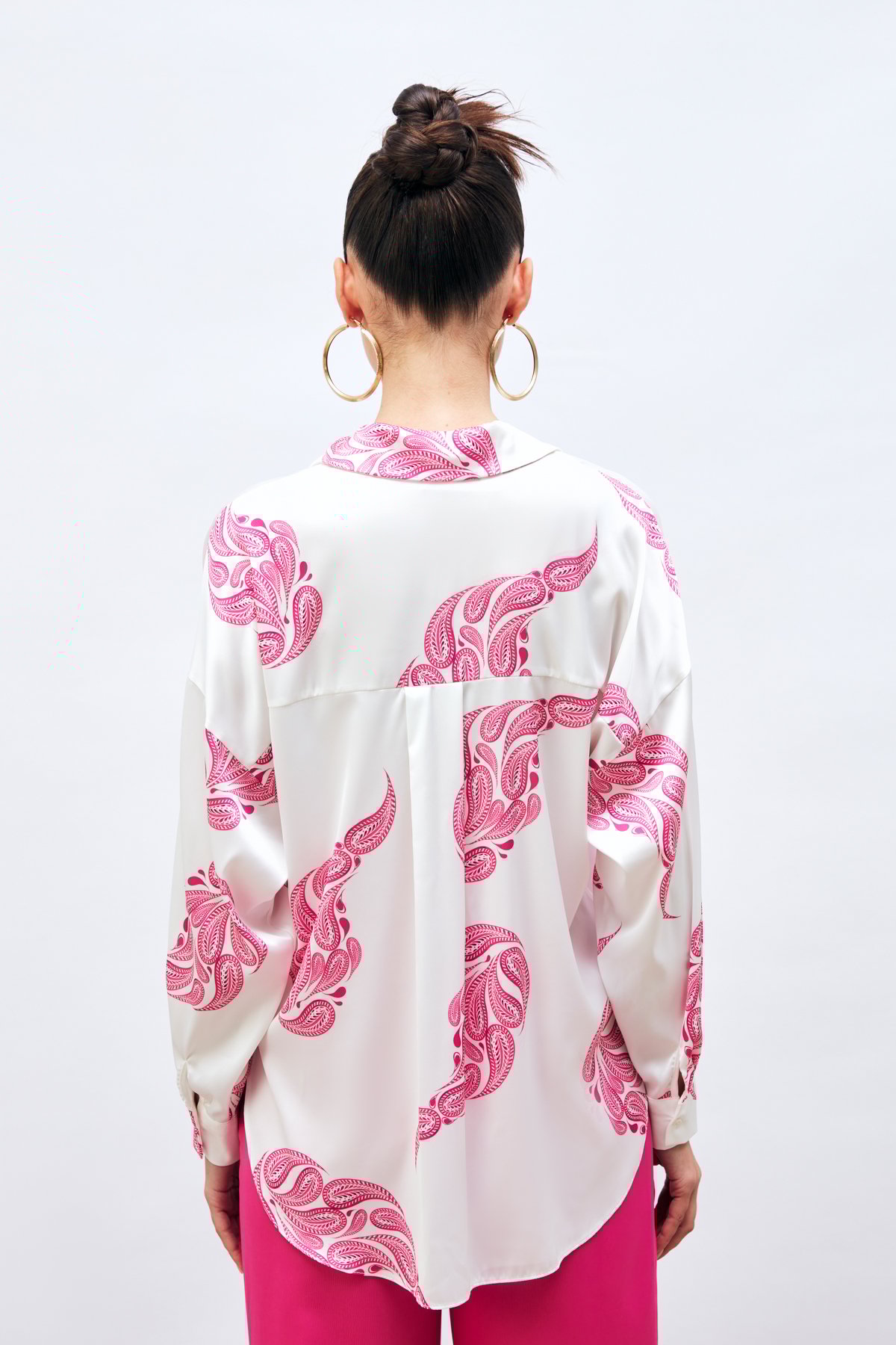 Desenli Salaş Gömlek - FUŞYA