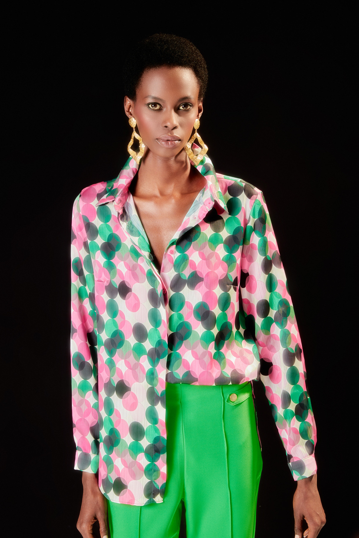 Patterned Loose Shirt - FuchsIa