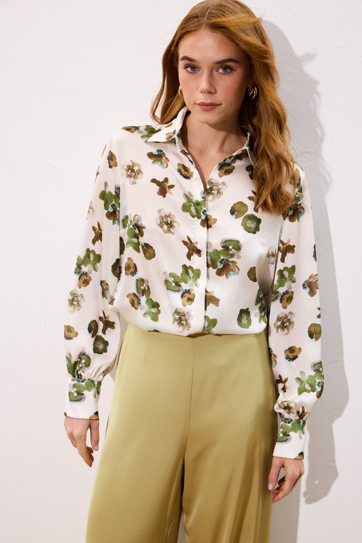 Desenli Salaş Gömlek - Haki