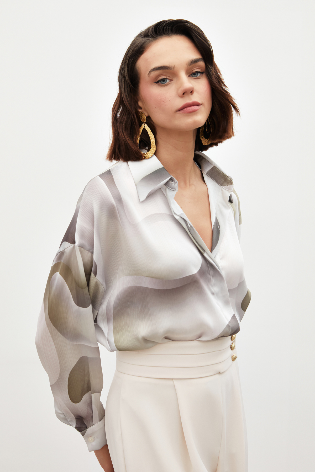 Desenli Salaş Gömlek - HAKİ