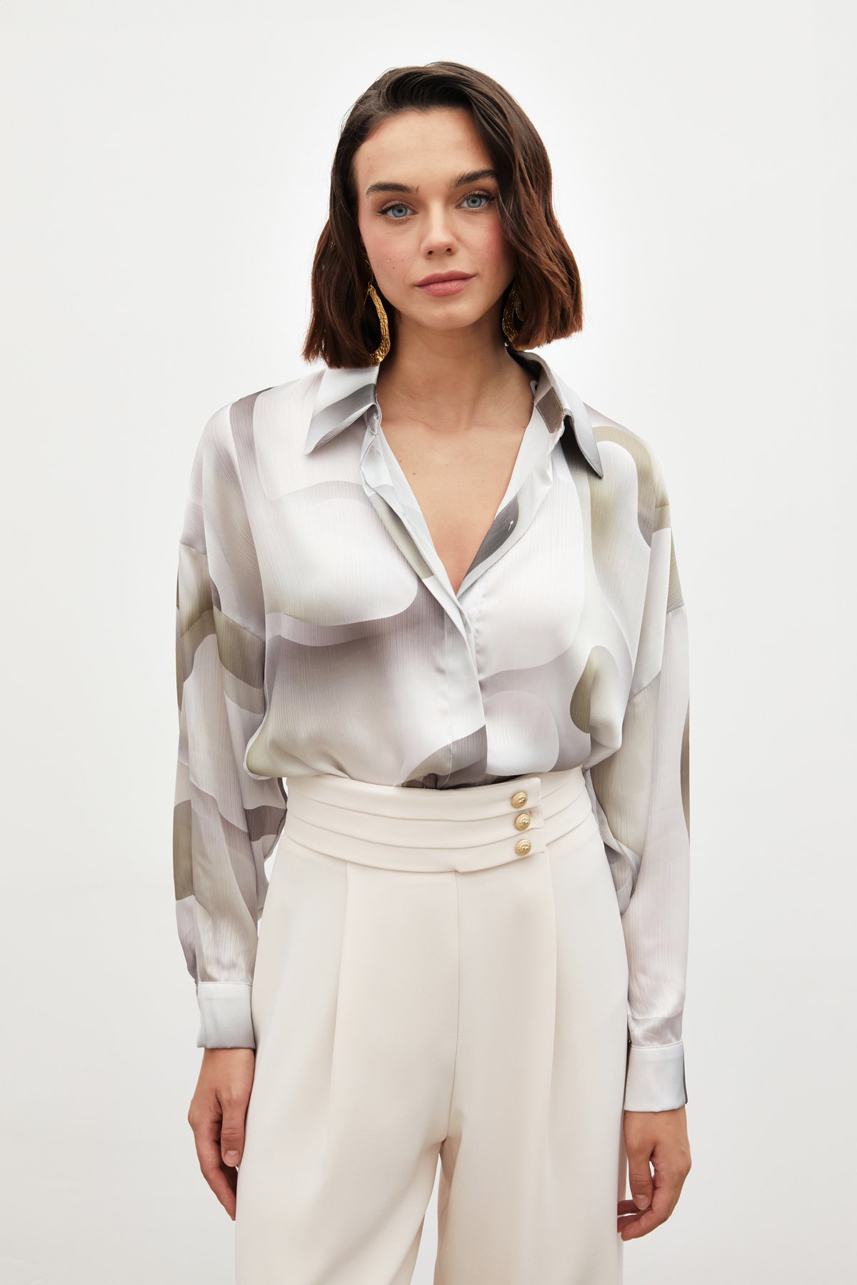 Desenli Salaş Gömlek - HAKİ