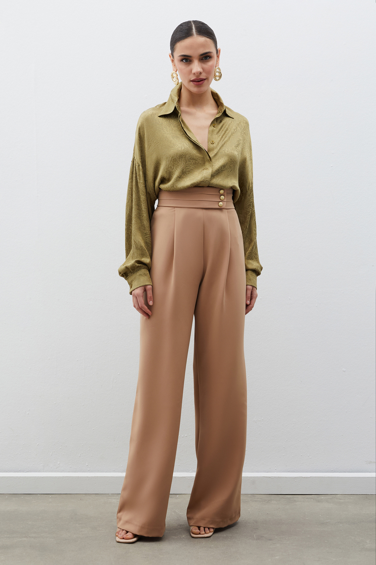 Desenli Salaş Gömlek - HAKİ