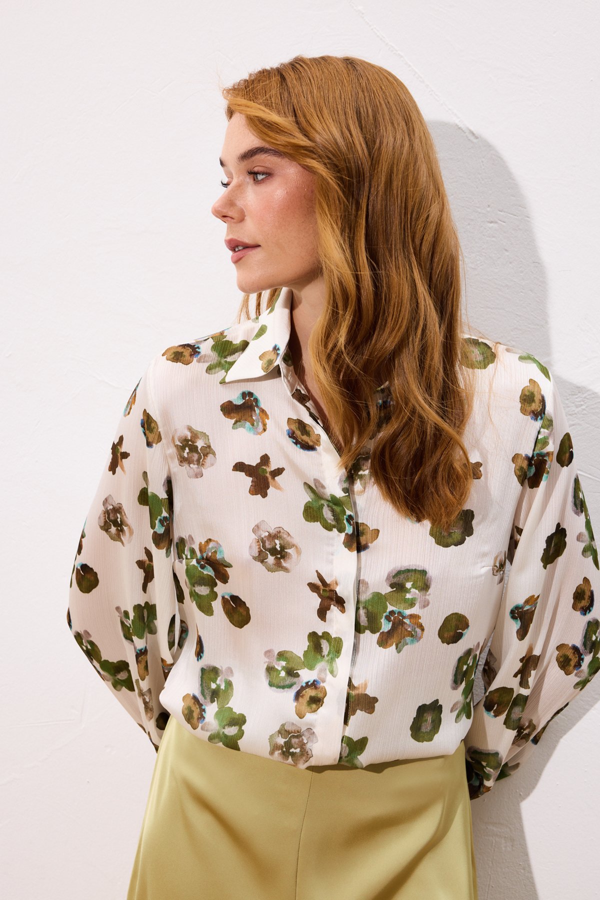 Desenli Salaş Gömlek - Haki