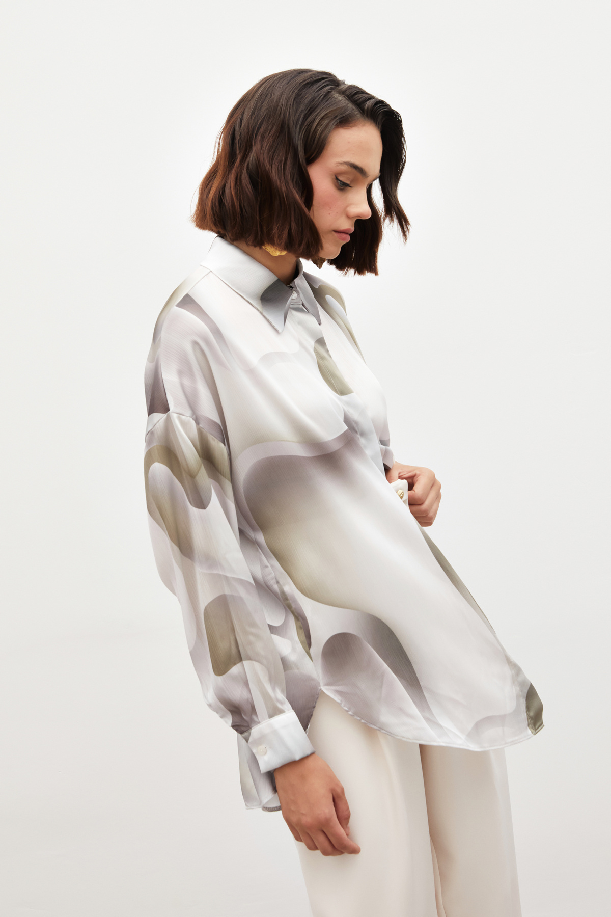 Desenli Salaş Gömlek - HAKİ