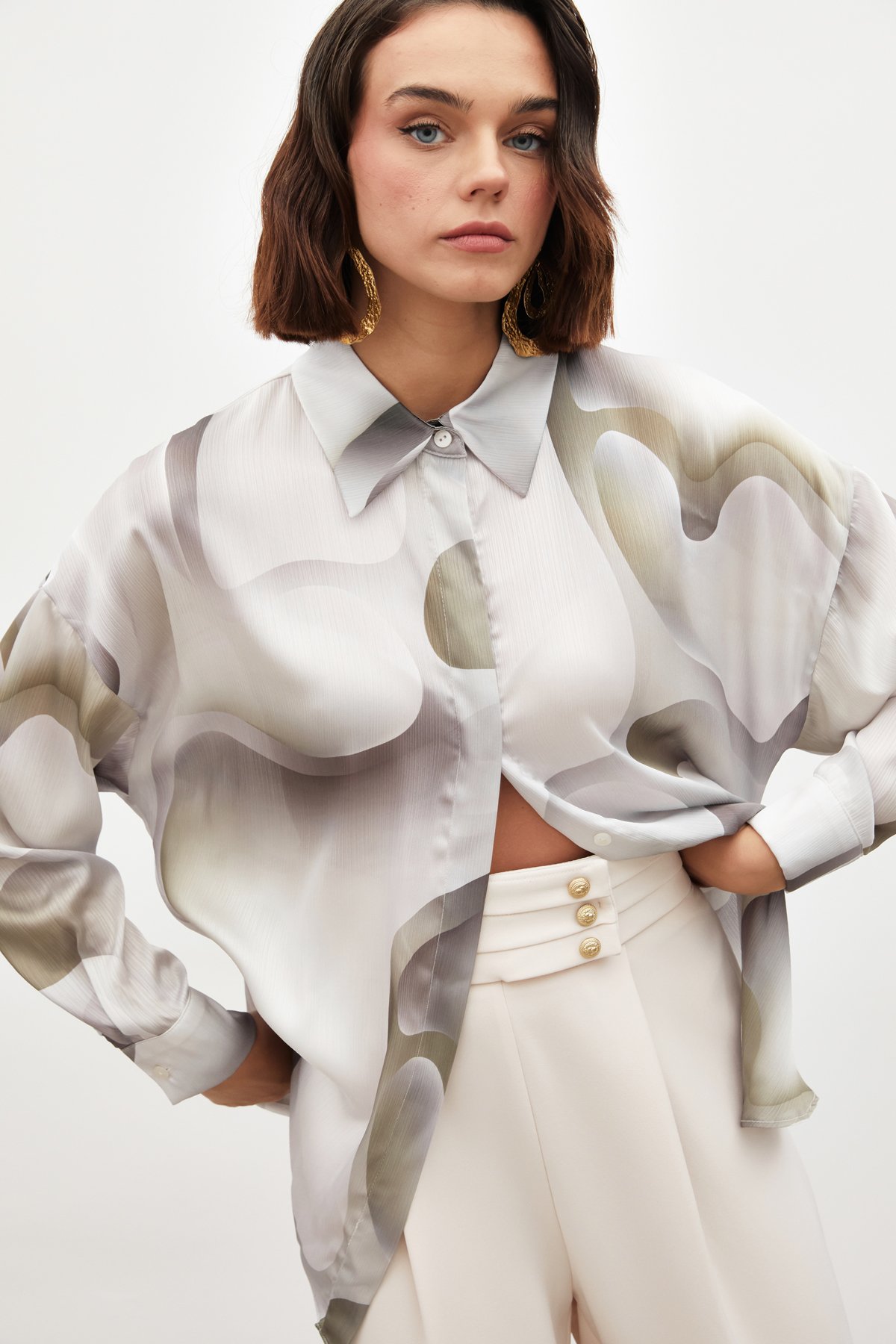 Desenli Salaş Gömlek - HAKİ