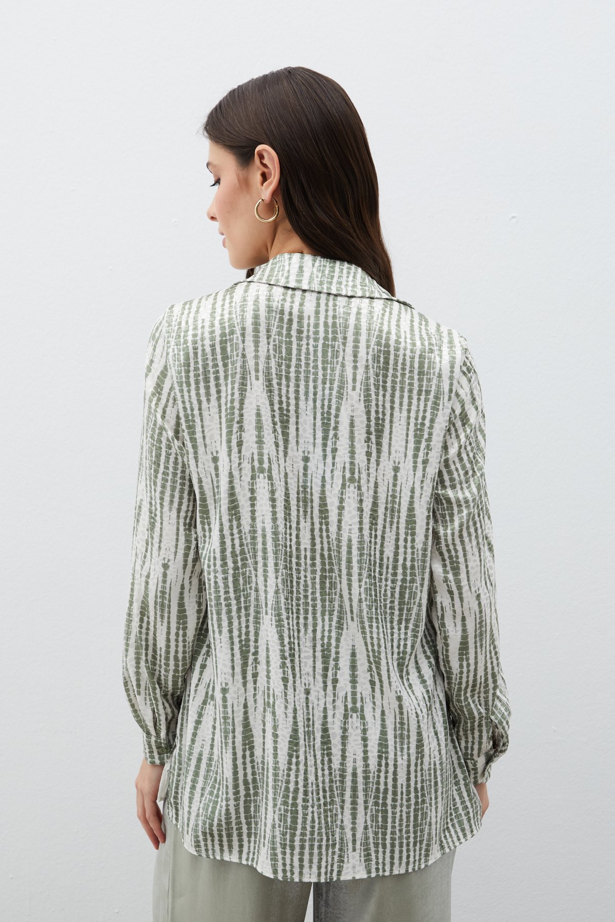 Desenli Salaş Gömlek - HAKİ