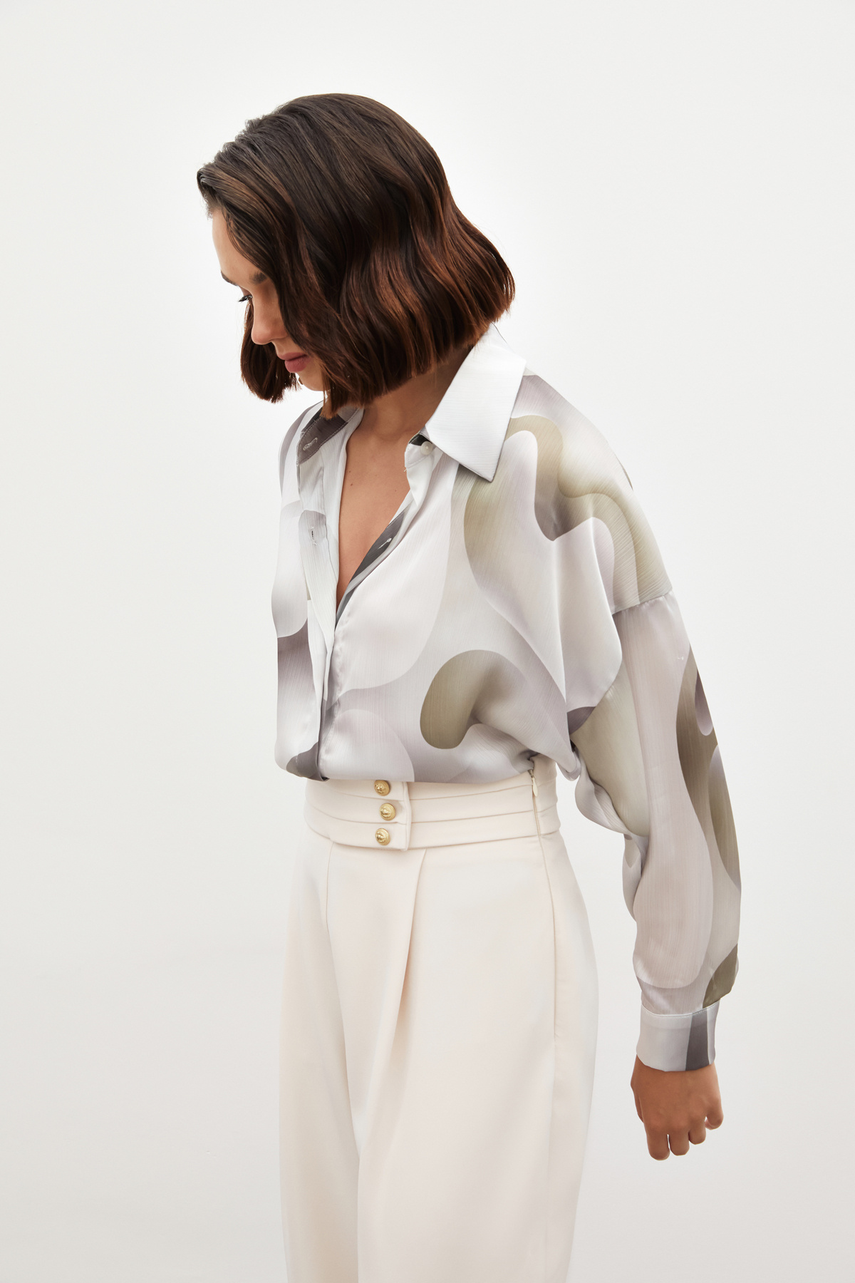 Desenli Salaş Gömlek - HAKİ