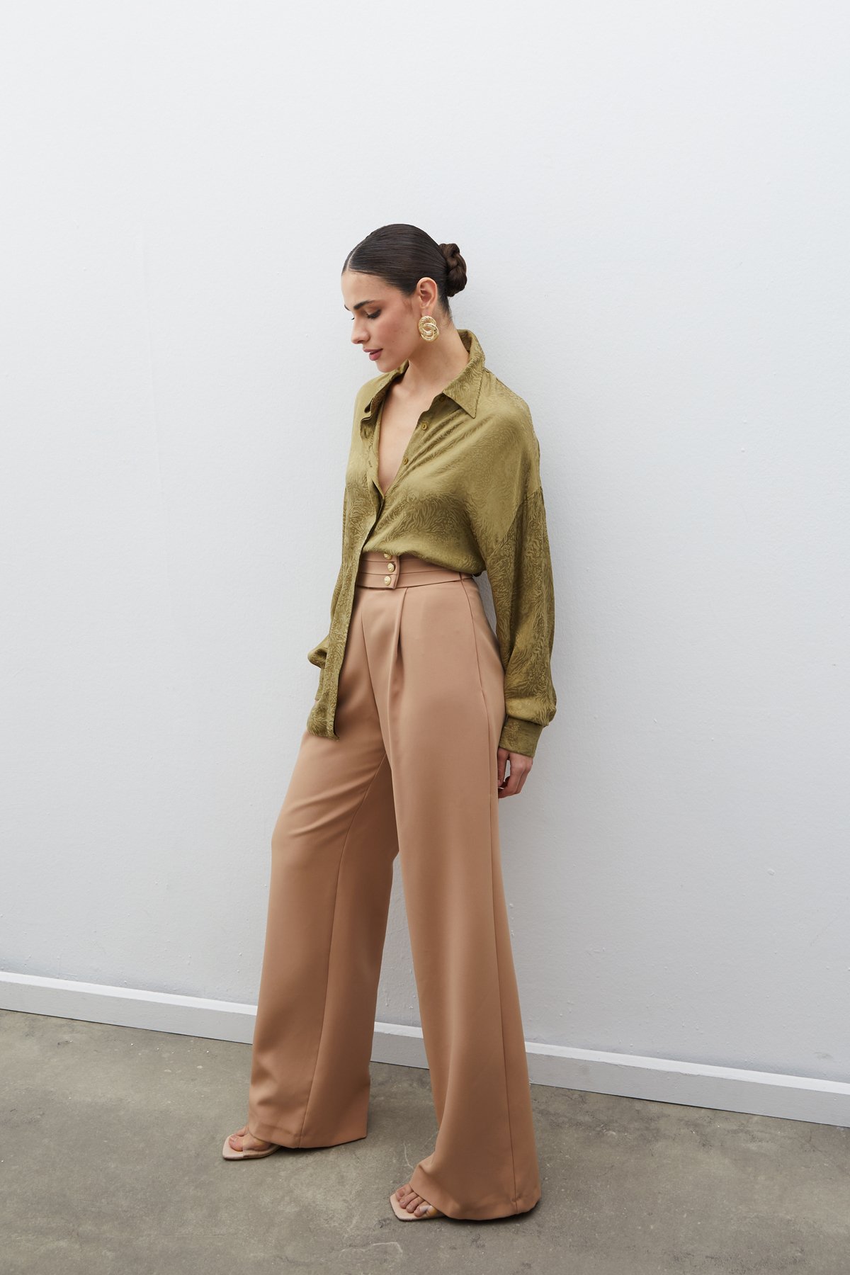 Desenli Salaş Gömlek - HAKİ