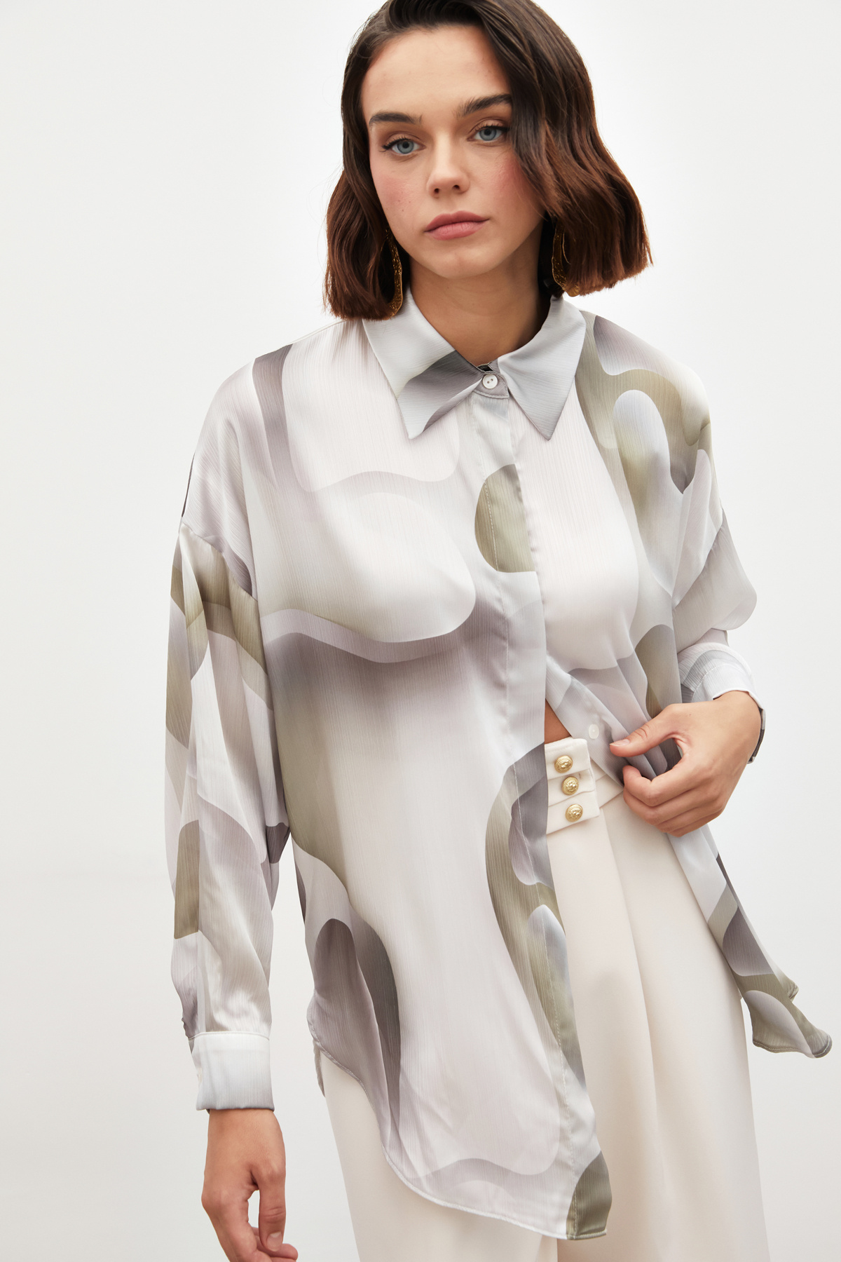 Desenli Salaş Gömlek - HAKİ