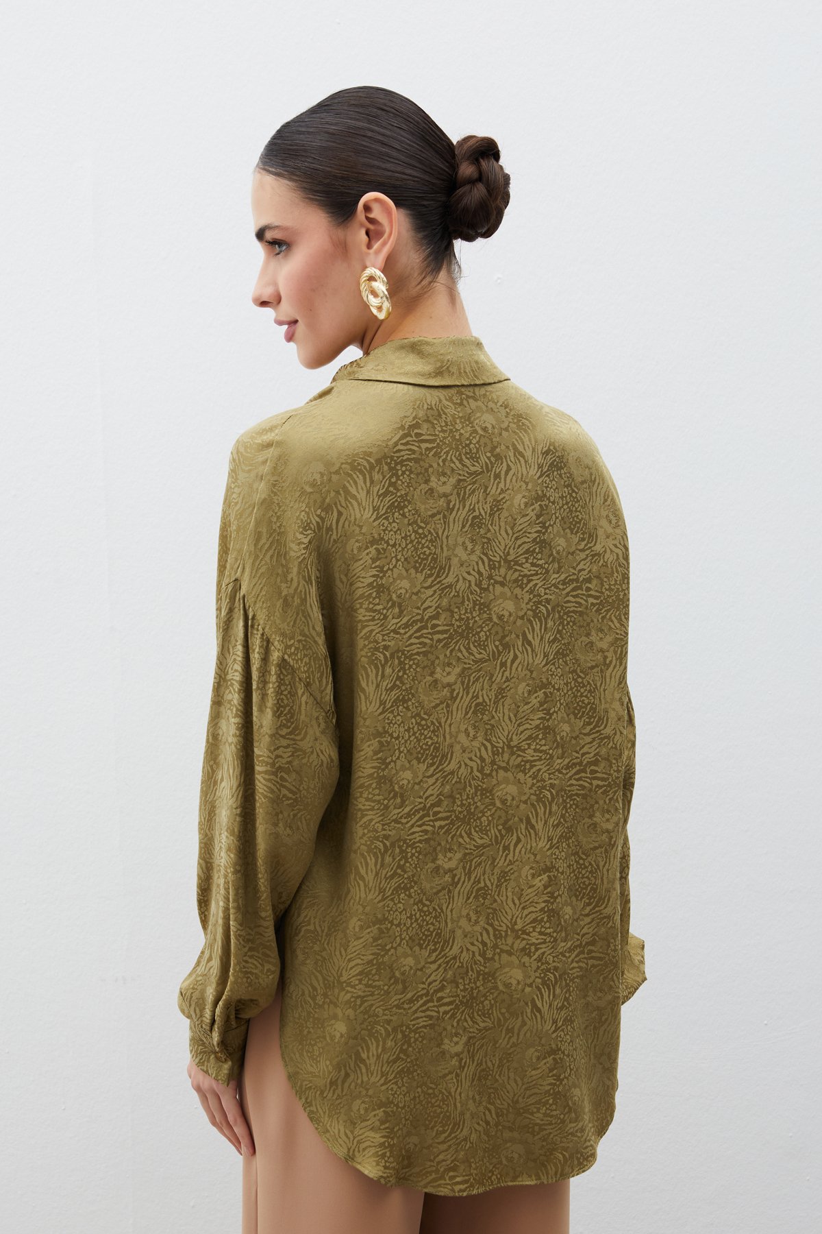 Desenli Salaş Gömlek - HAKİ