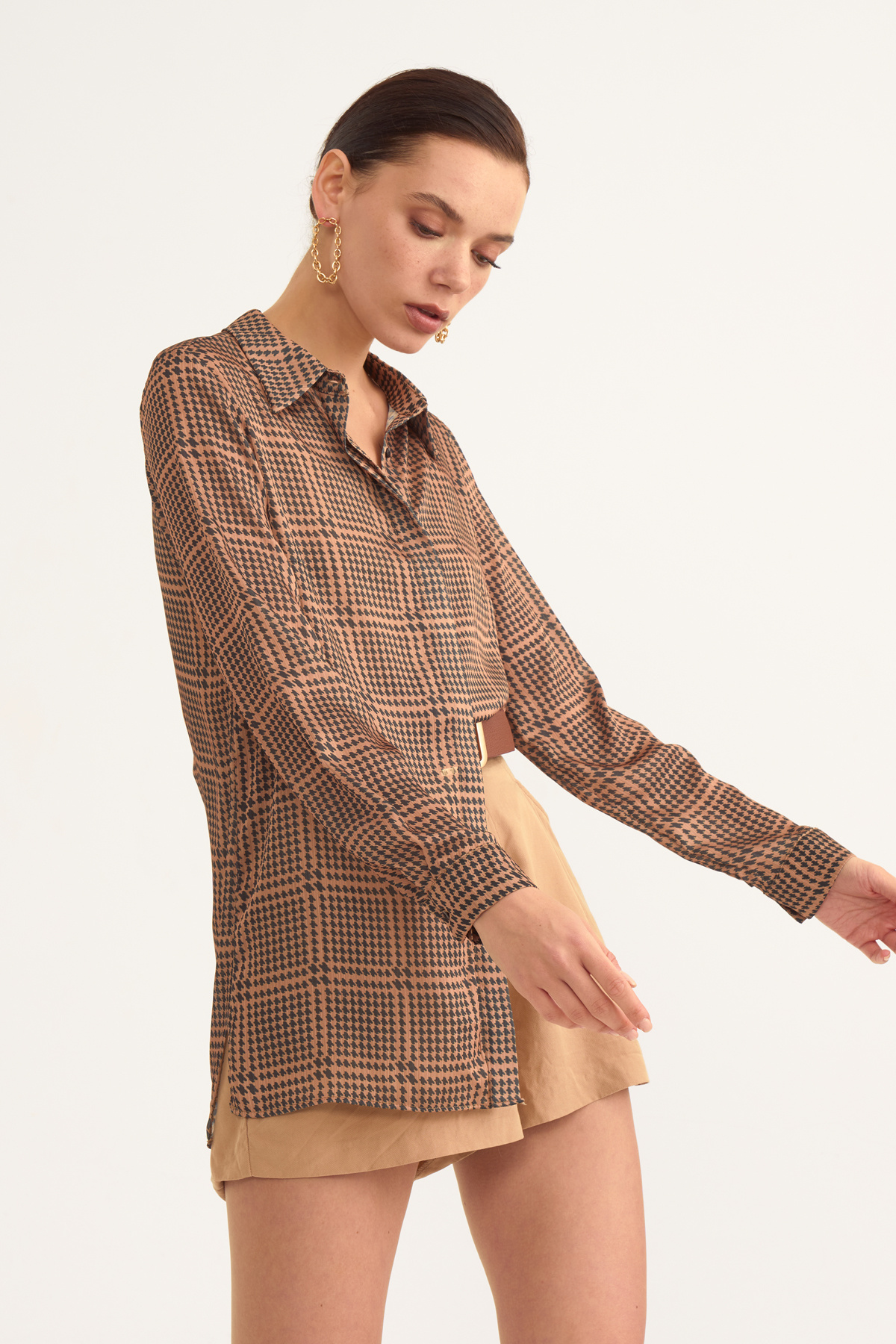 Patterned shabby shirt - MUSTARD