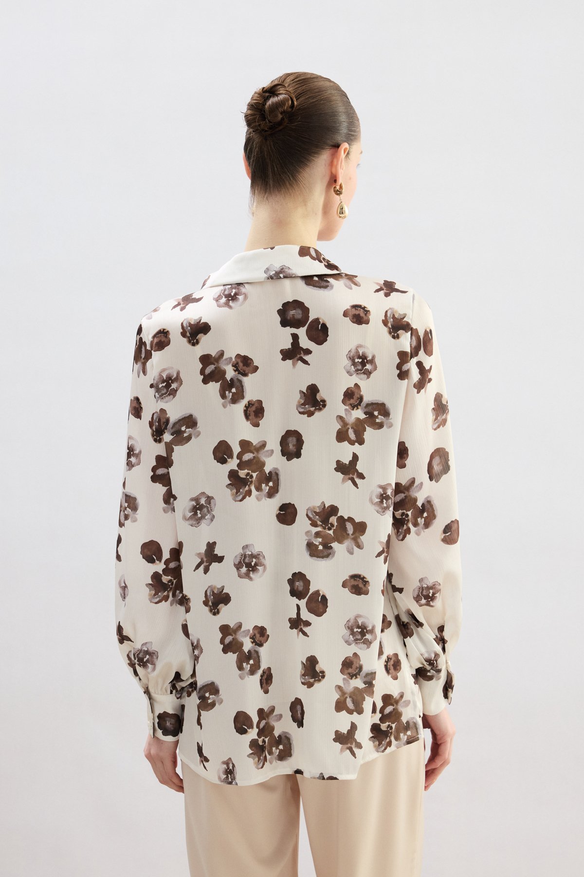 Desenli Salaş Gömlek - Kahve