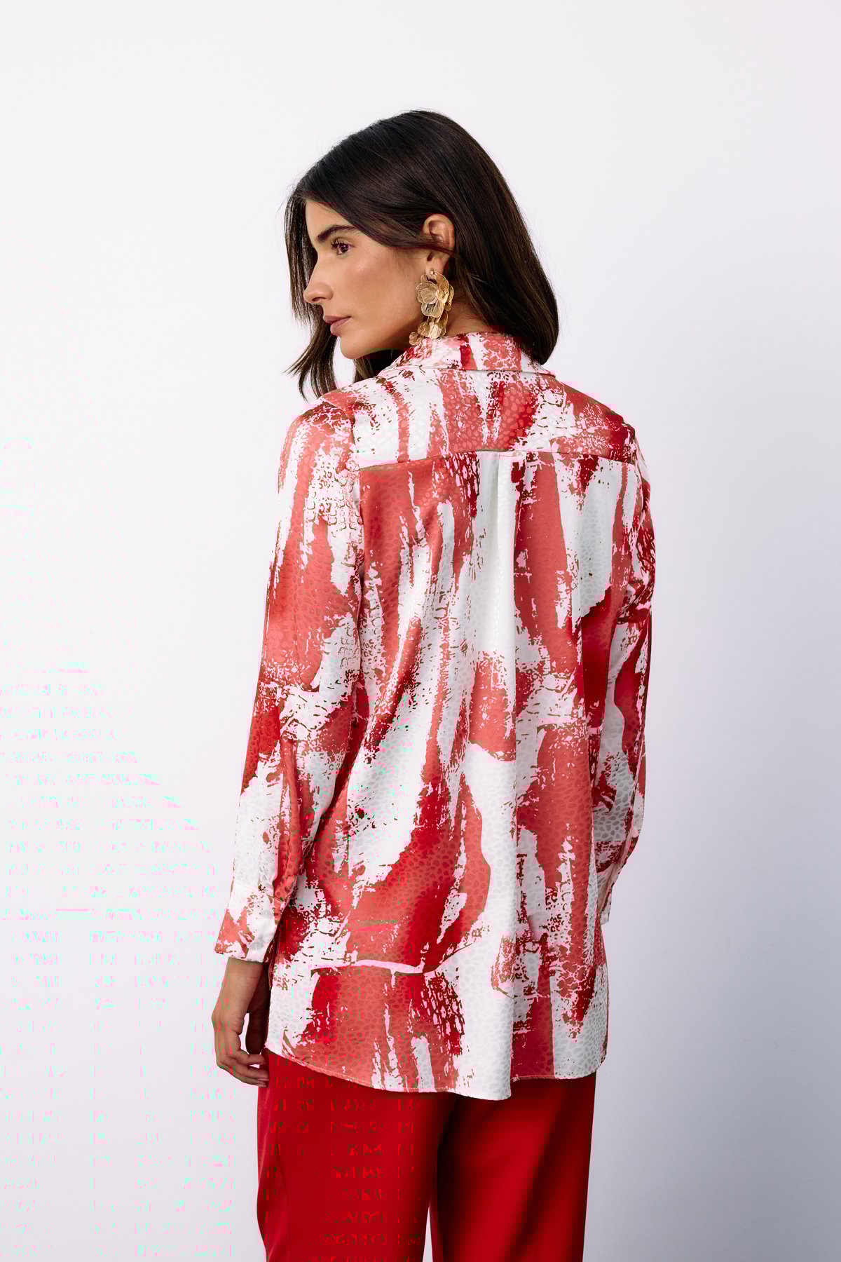 Desenli Salaş Gömlek - KIRMIZI