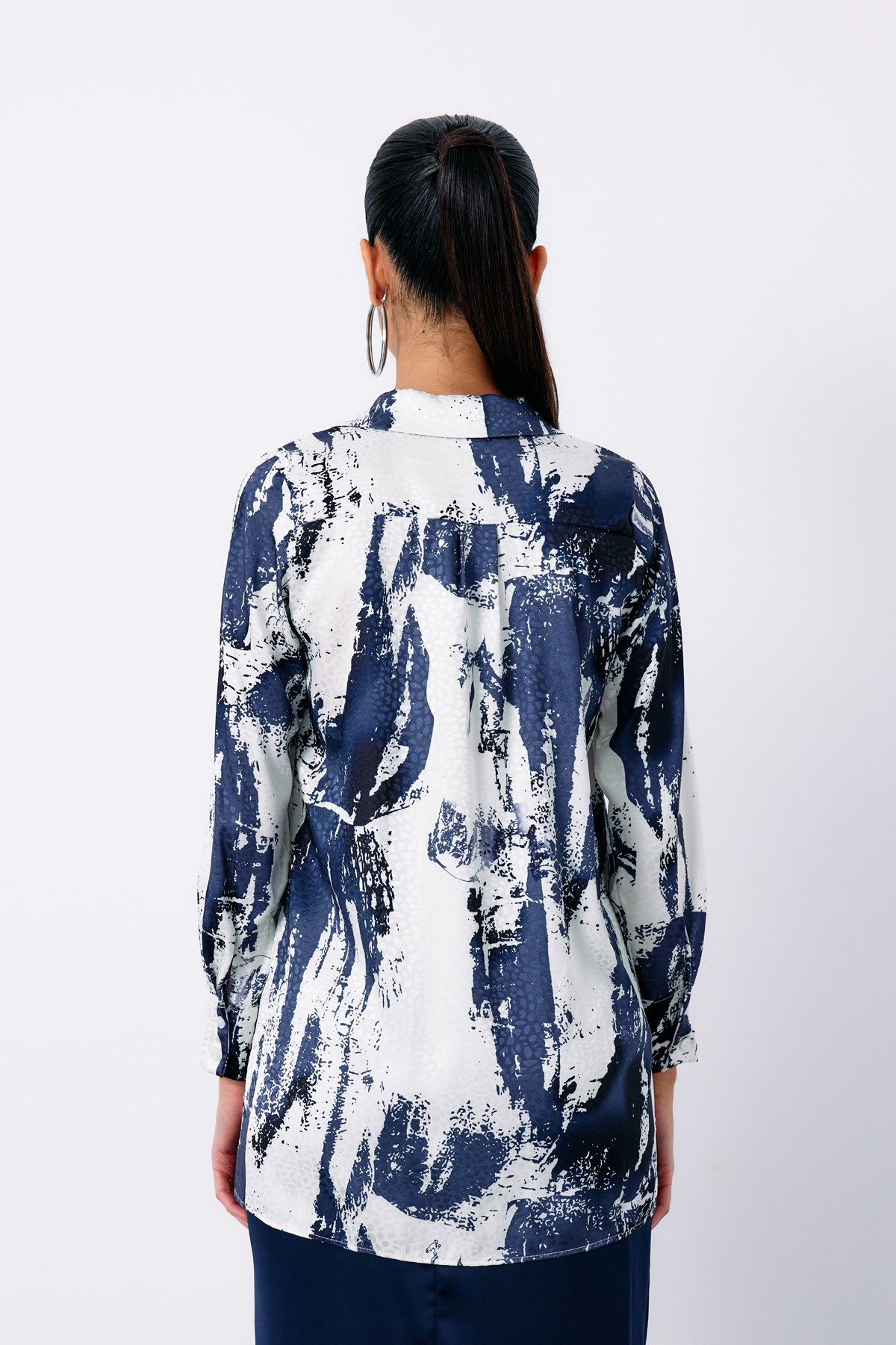 Desenli Salaş Gömlek - LACİVERT