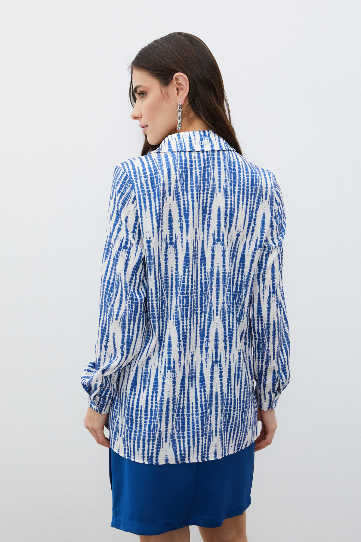 Desenli Salaş Gömlek - LACİVERT