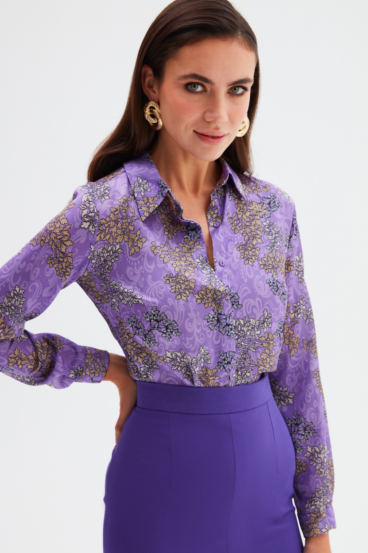 Patterned Loose Shirt - LILA