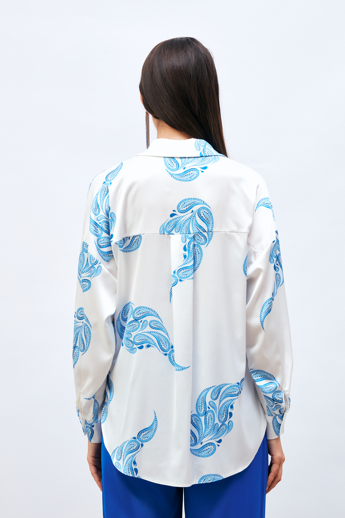 Desenli Salaş Gömlek - MAVİ