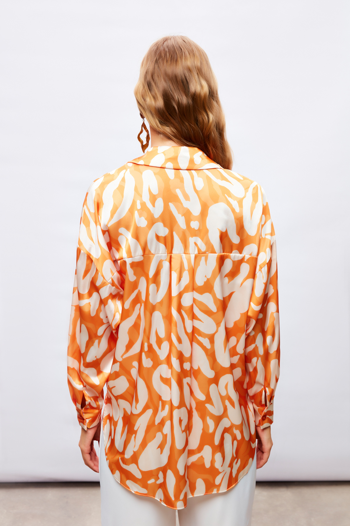 Desenli Salaş Gömlek - ORANJ