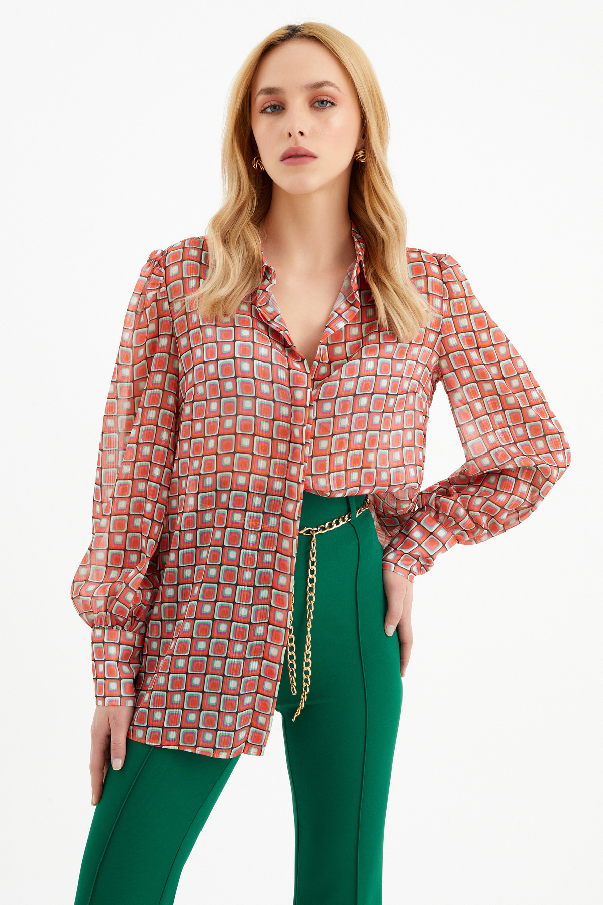 Patterned shabby shirt - ORANJ