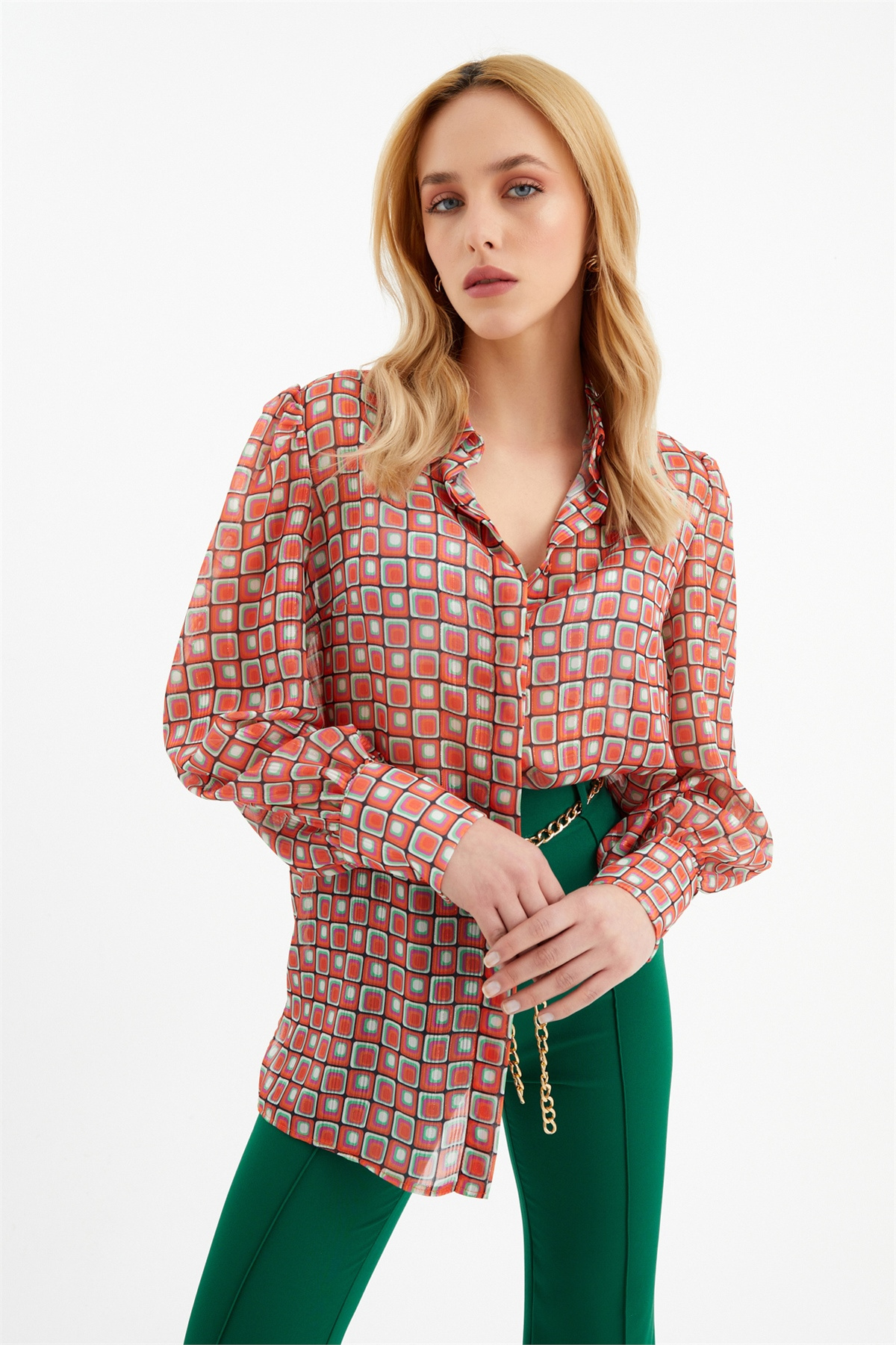 Patterned shabby shirt - ORANJ