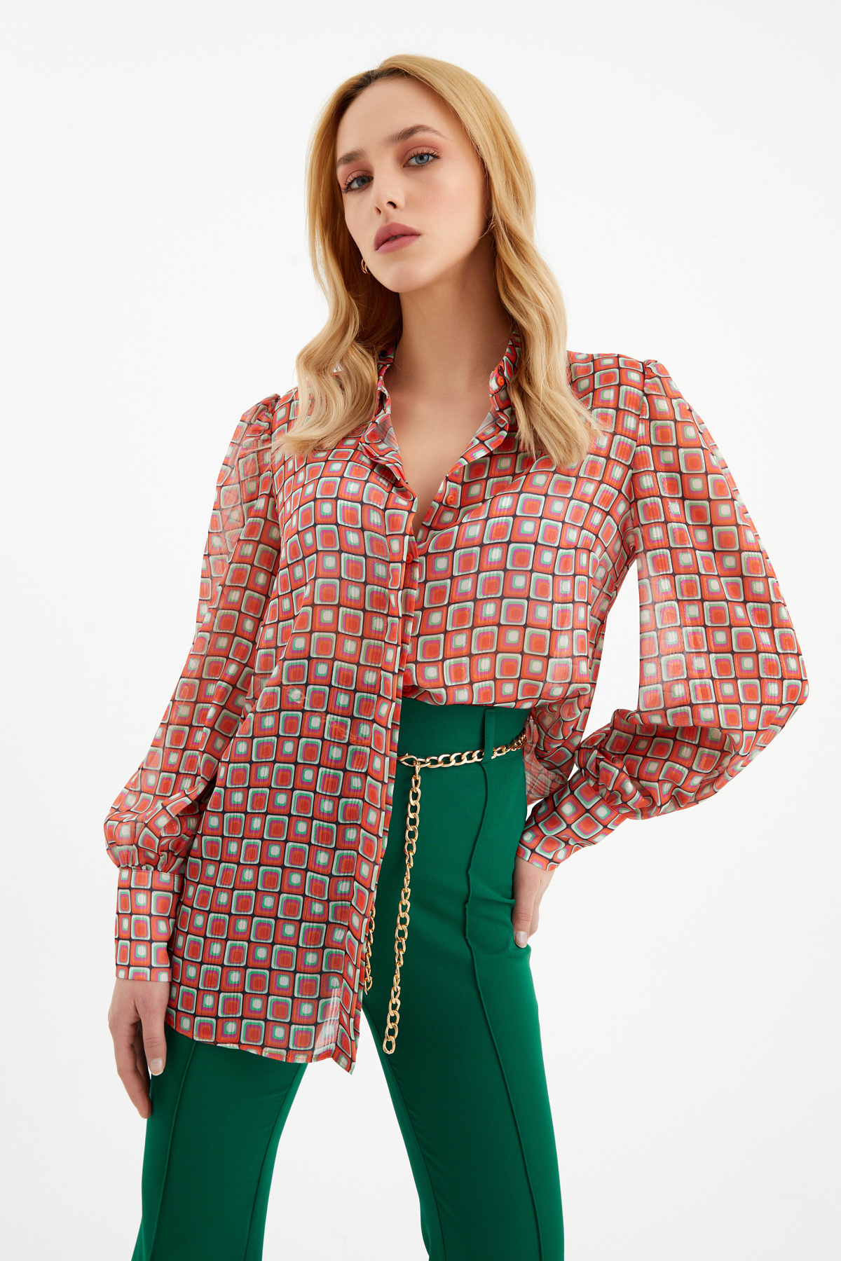 Patterned shabby shirt - ORANJ