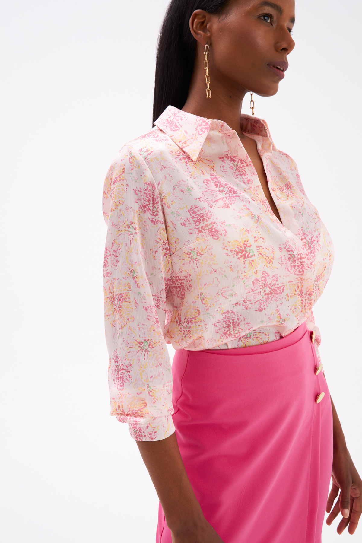 Desenli Salaş Gömlek - PUDRA