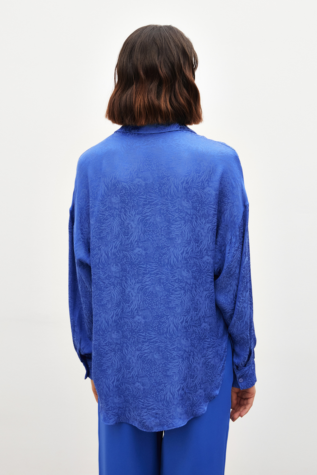 Desenli Salaş Gömlek - SAX MAVİ