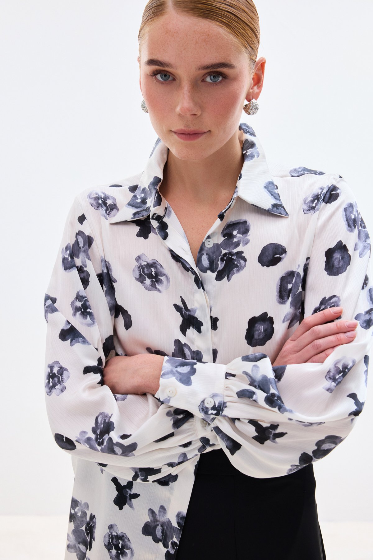 Desenli Salaş Gömlek - Siyah