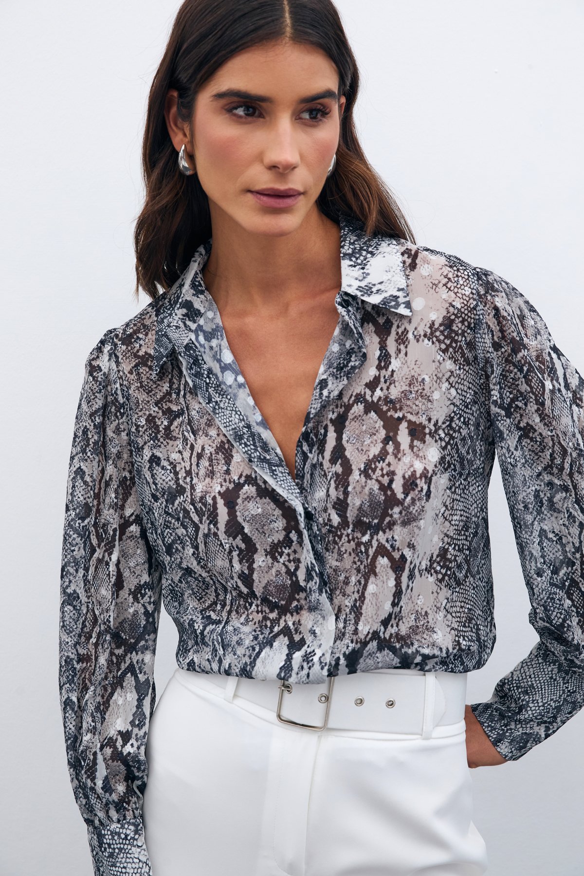 Desenli Salaş Gömlek - Siyah