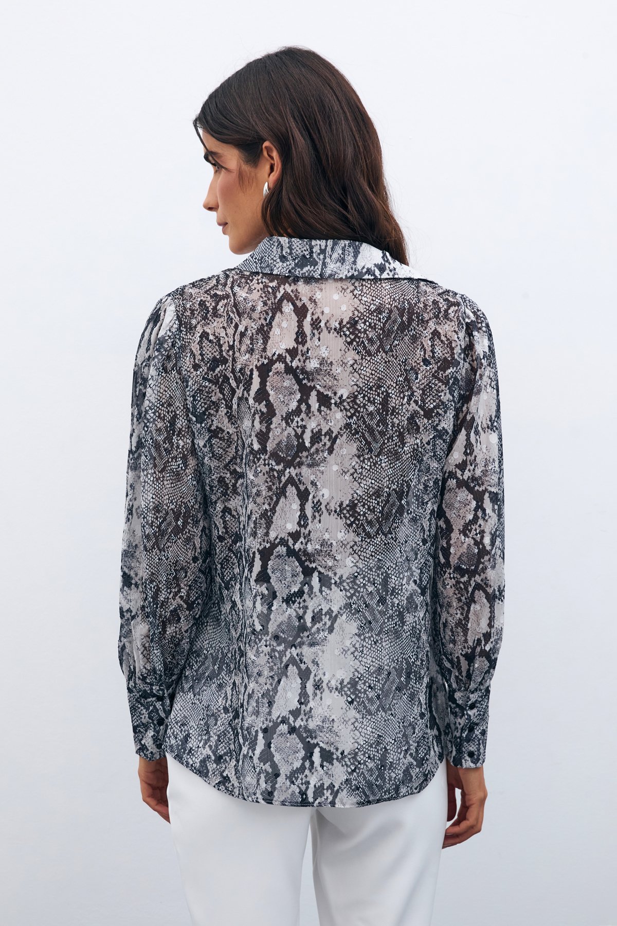 Desenli Salaş Gömlek - Siyah