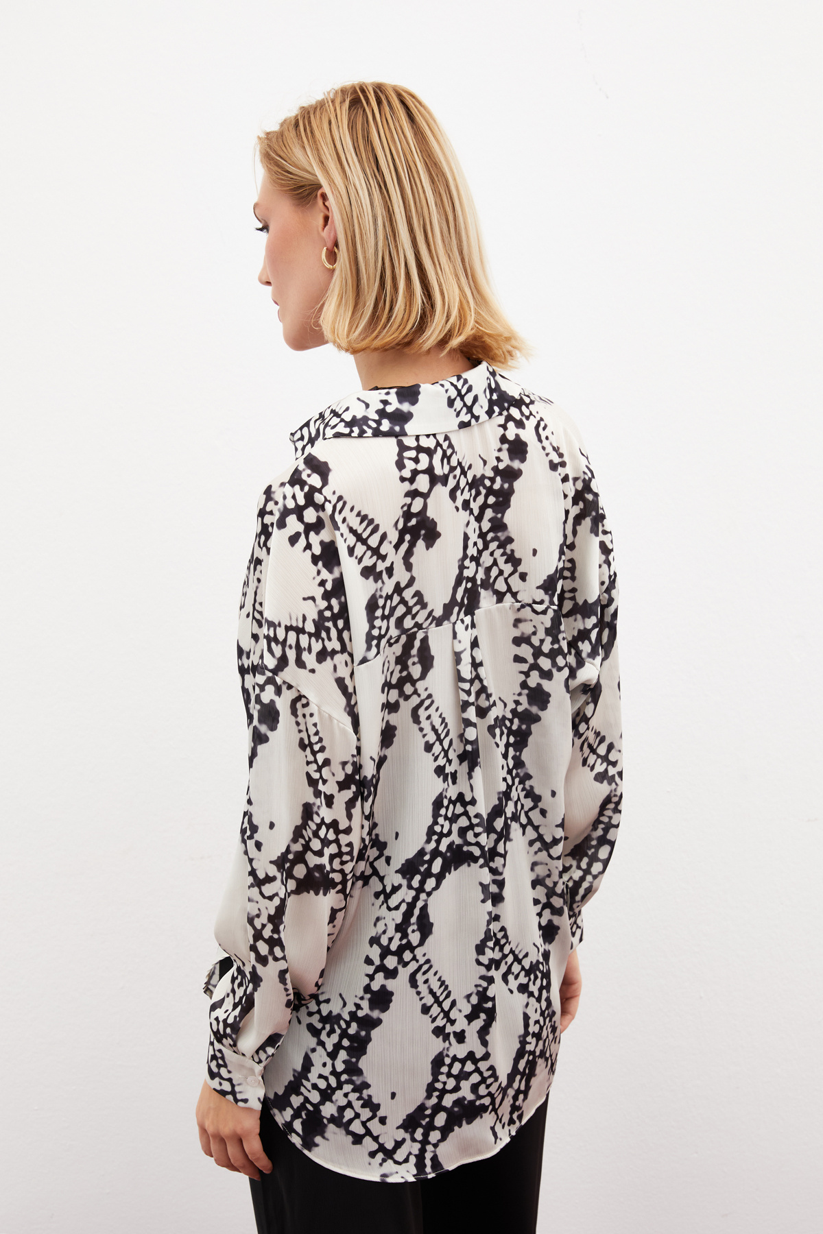 Desenli Salaş Gömlek - SİYAH