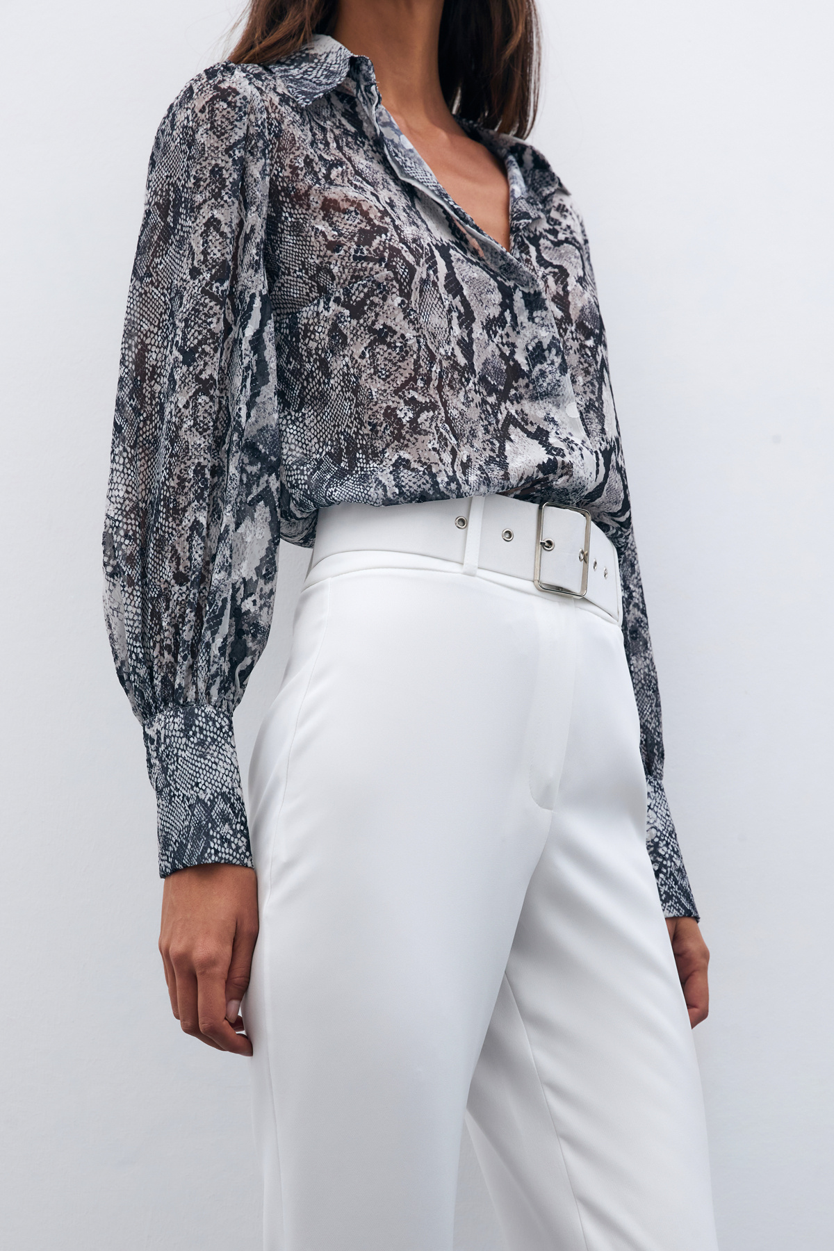 Desenli Salaş Gömlek - Siyah