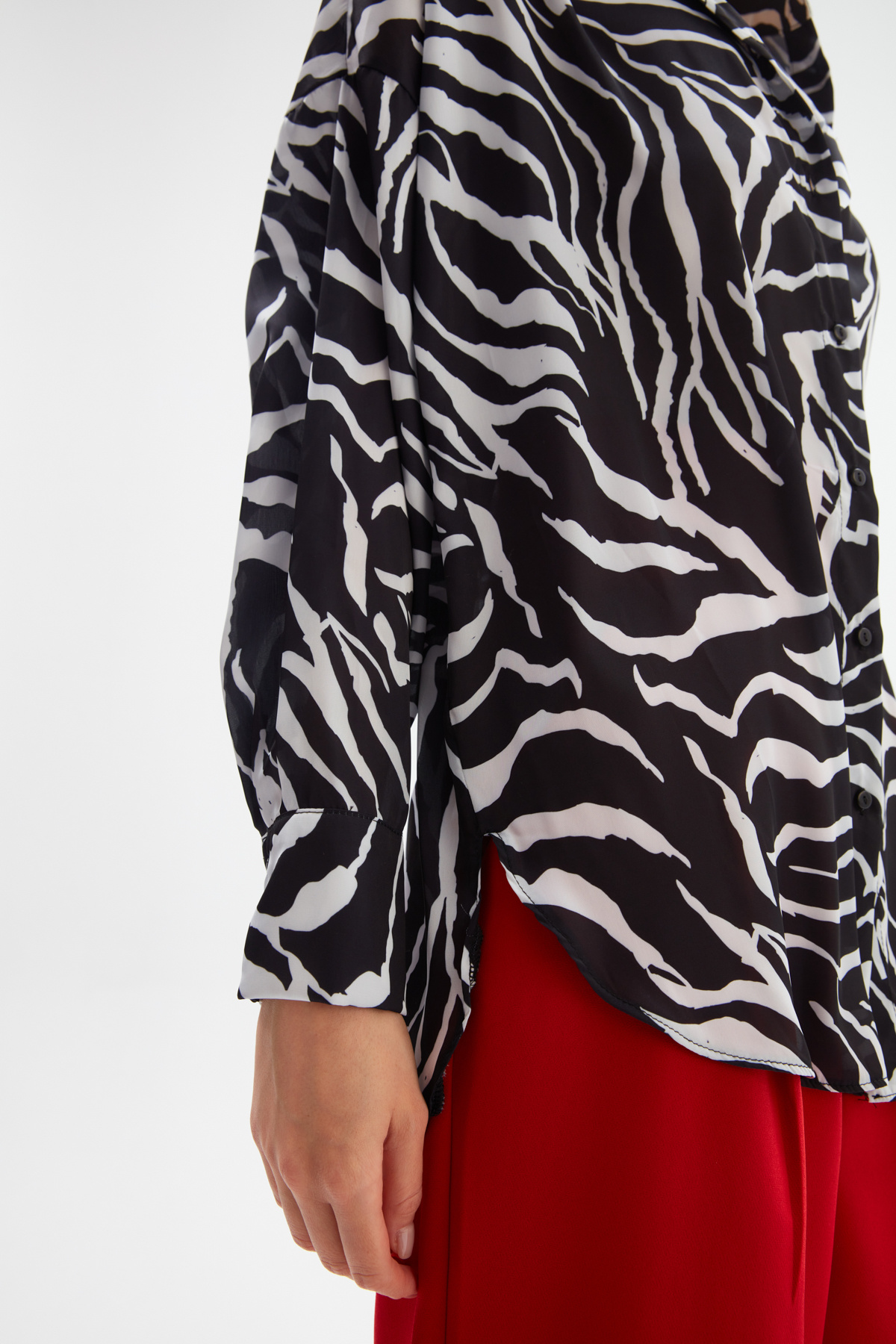 Patterned Loose Shirt - BLACK