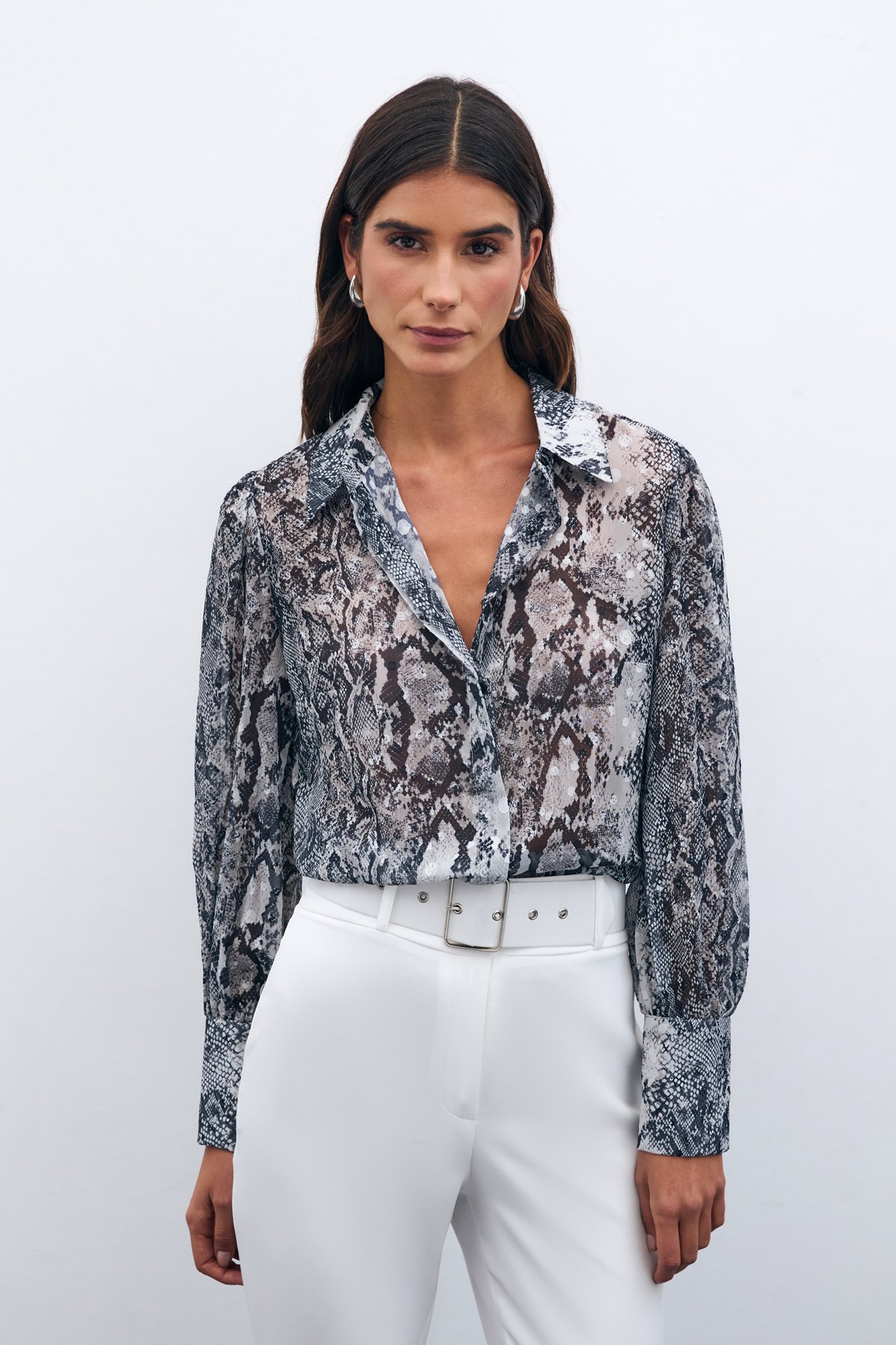 Desenli Salaş Gömlek - Siyah