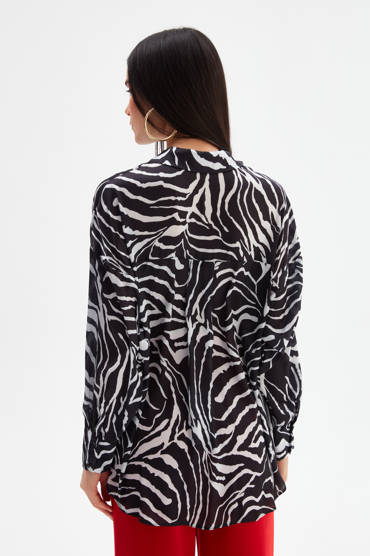 Patterned Loose Shirt - BLACK