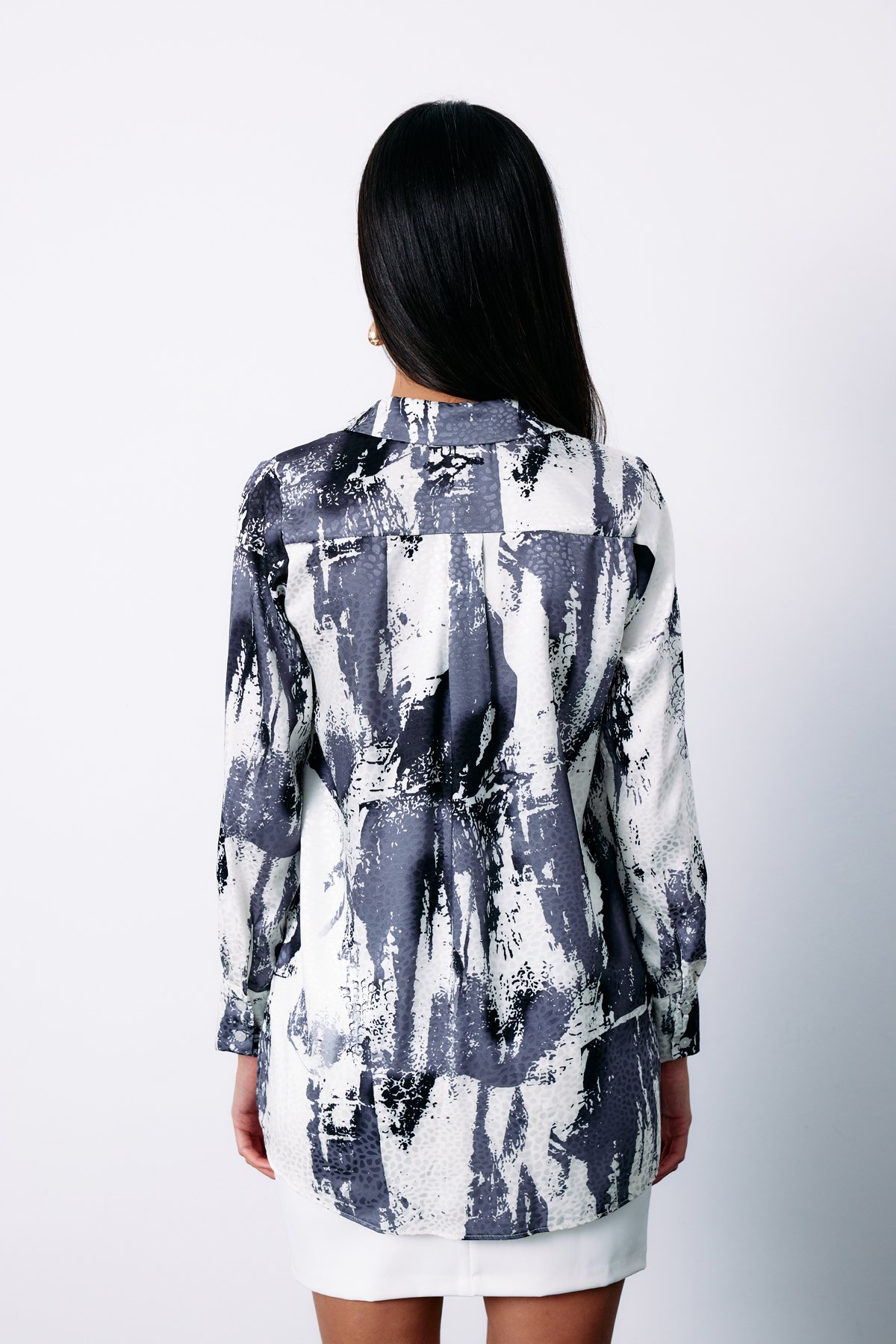 Desenli Salaş Gömlek - SİYAH