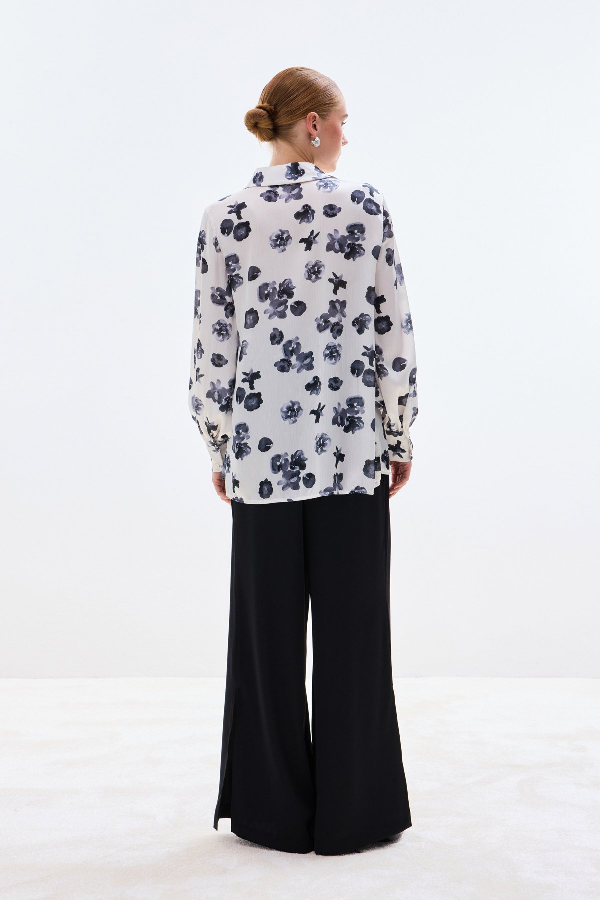 Desenli Salaş Gömlek - Siyah