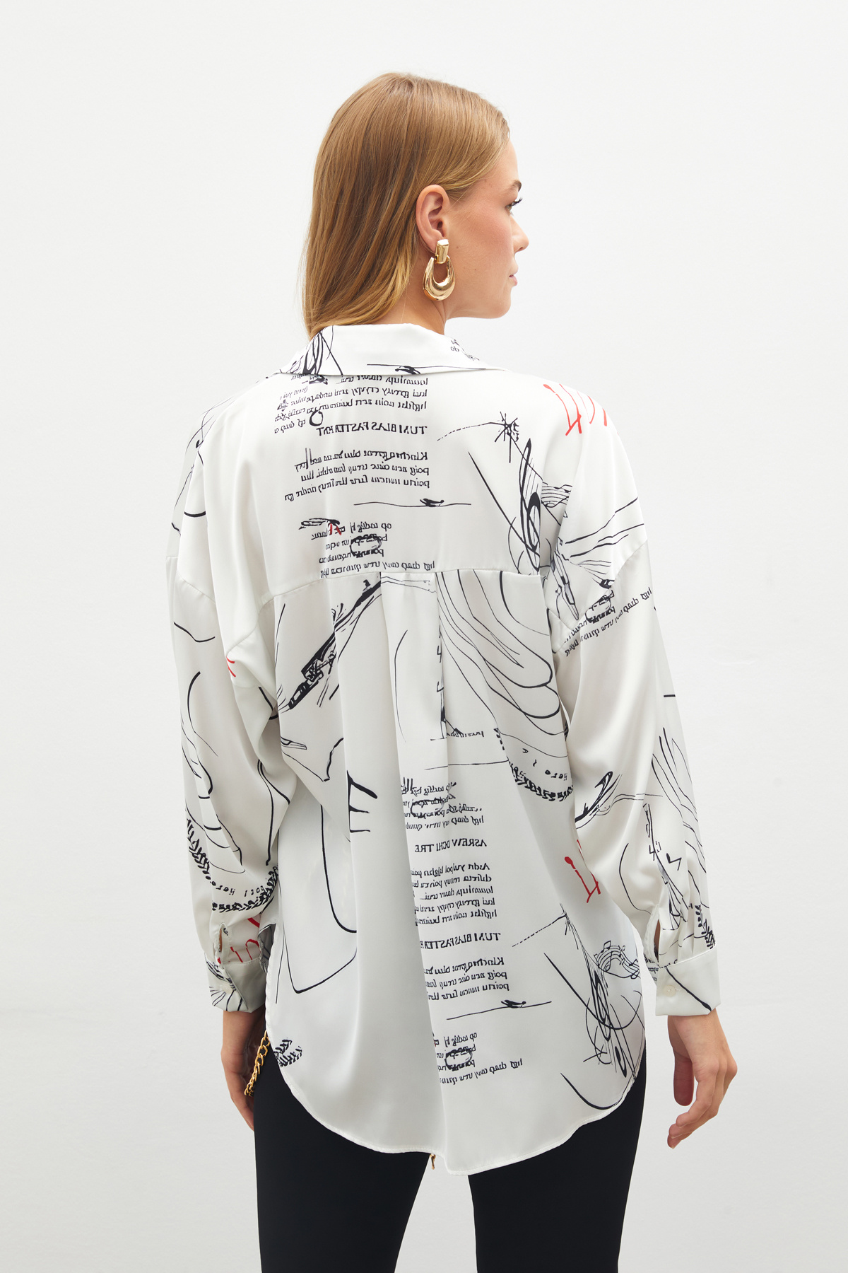 Desenli Salaş Gömlek - SİYAH