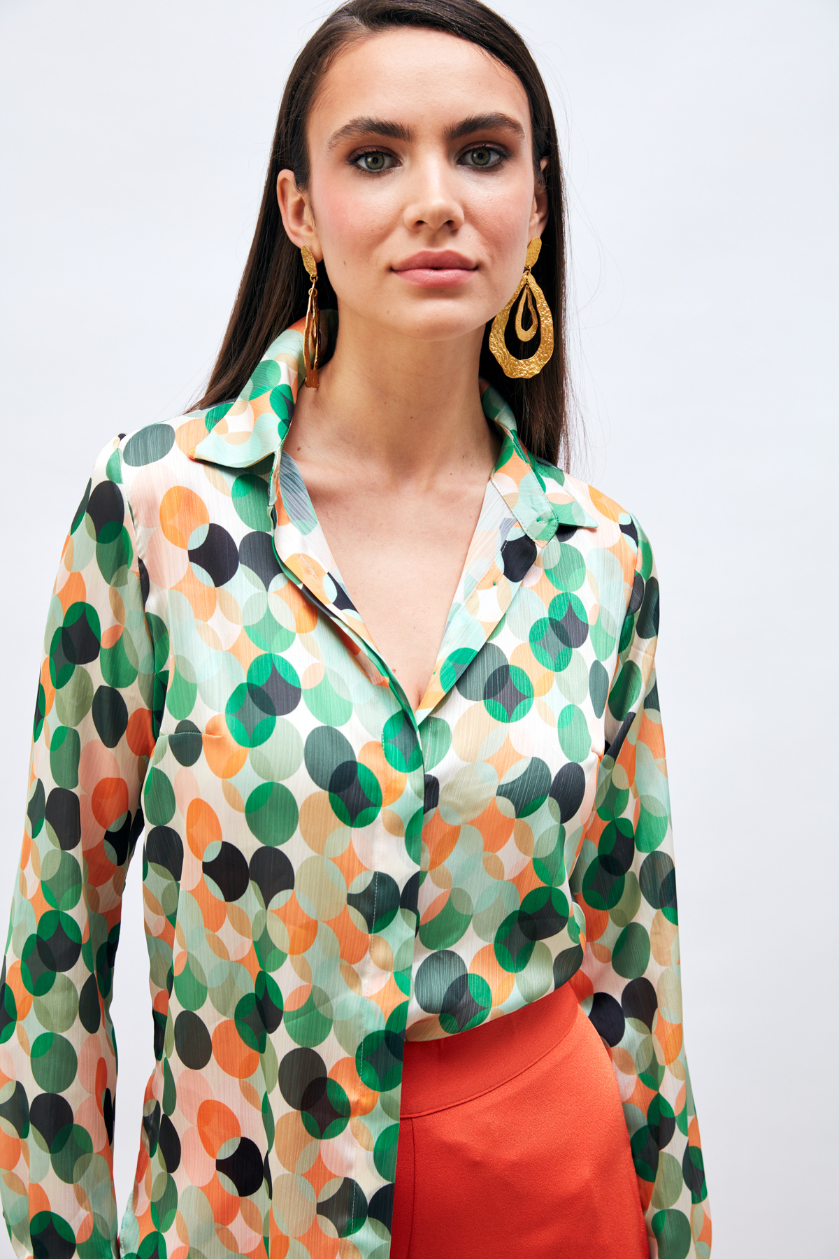 Patterned Loose Shirt - GREEN