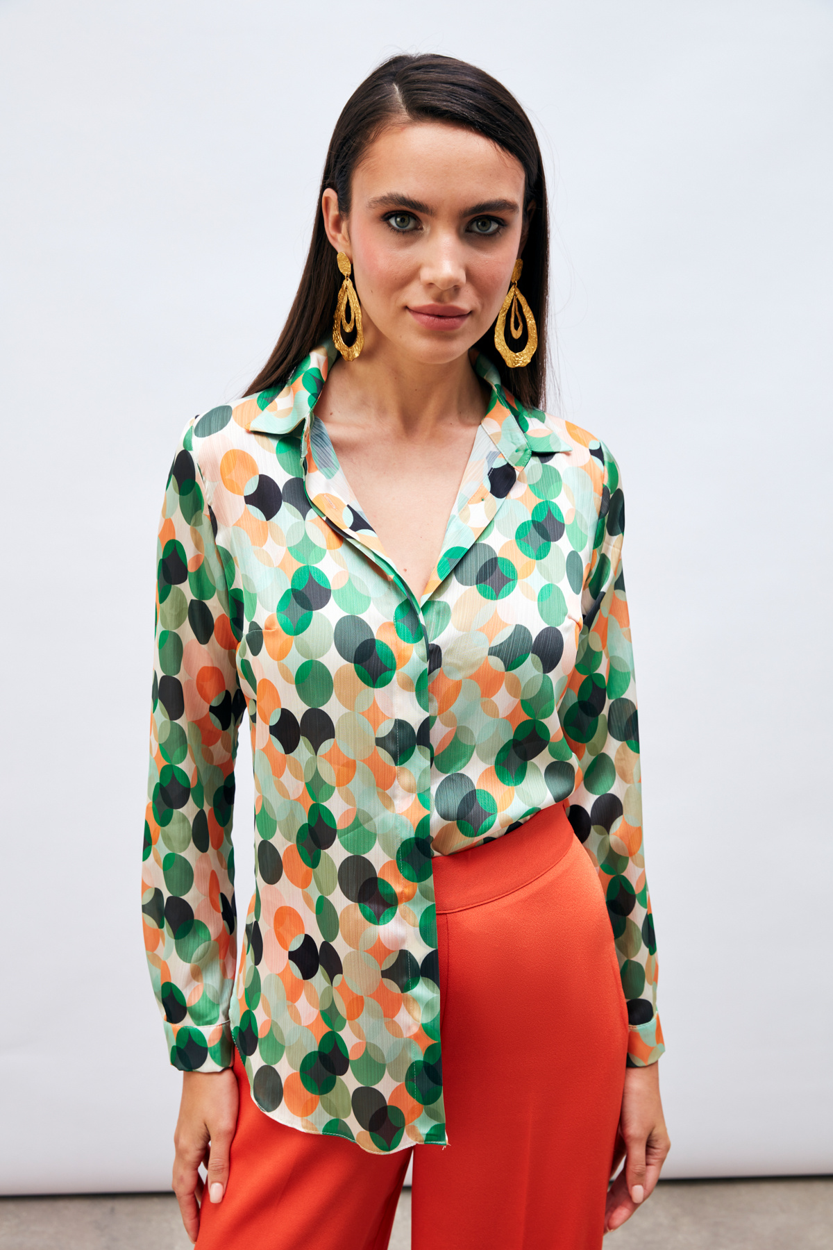 Patterned Loose Shirt - GREEN