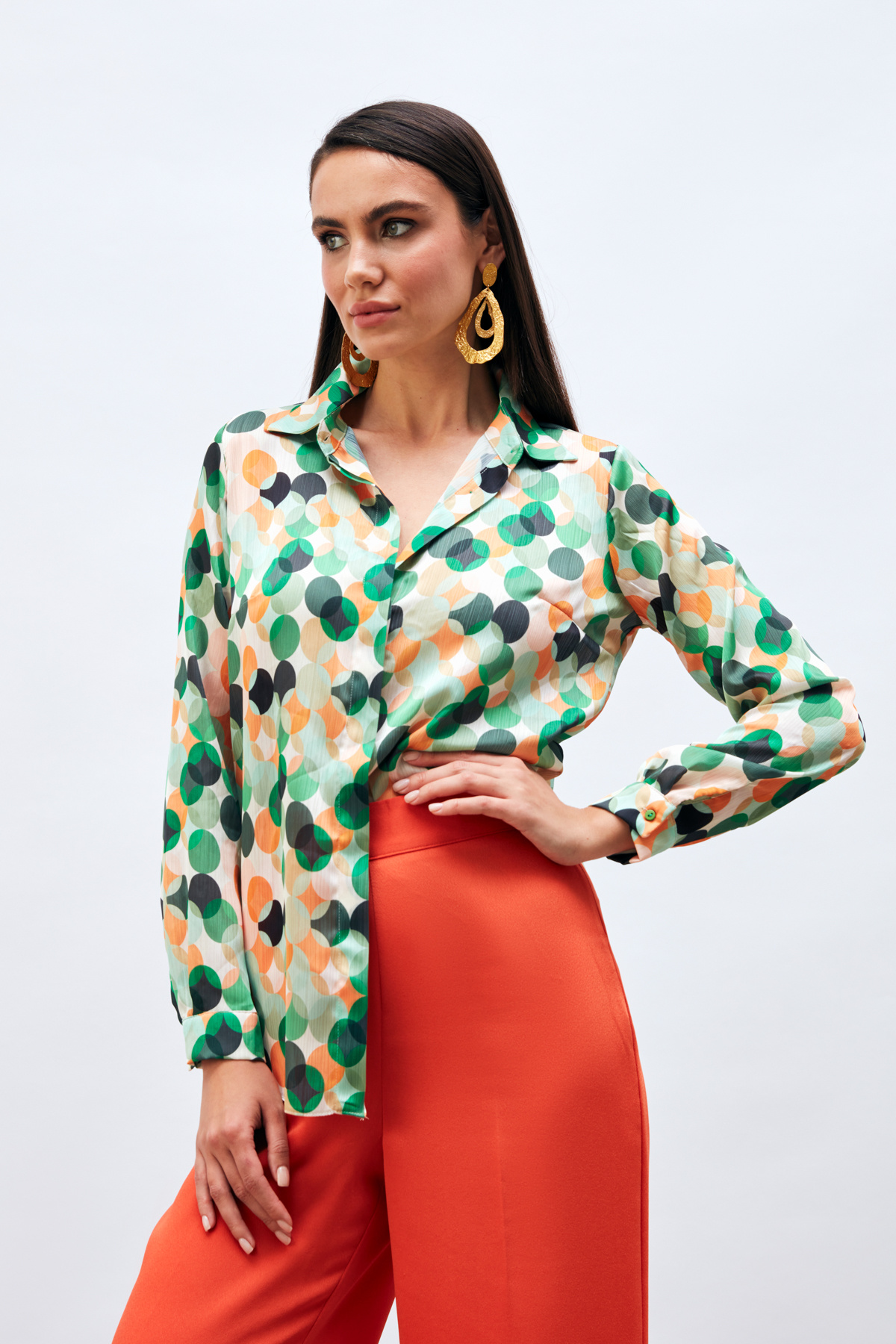 Patterned Loose Shirt - GREEN
