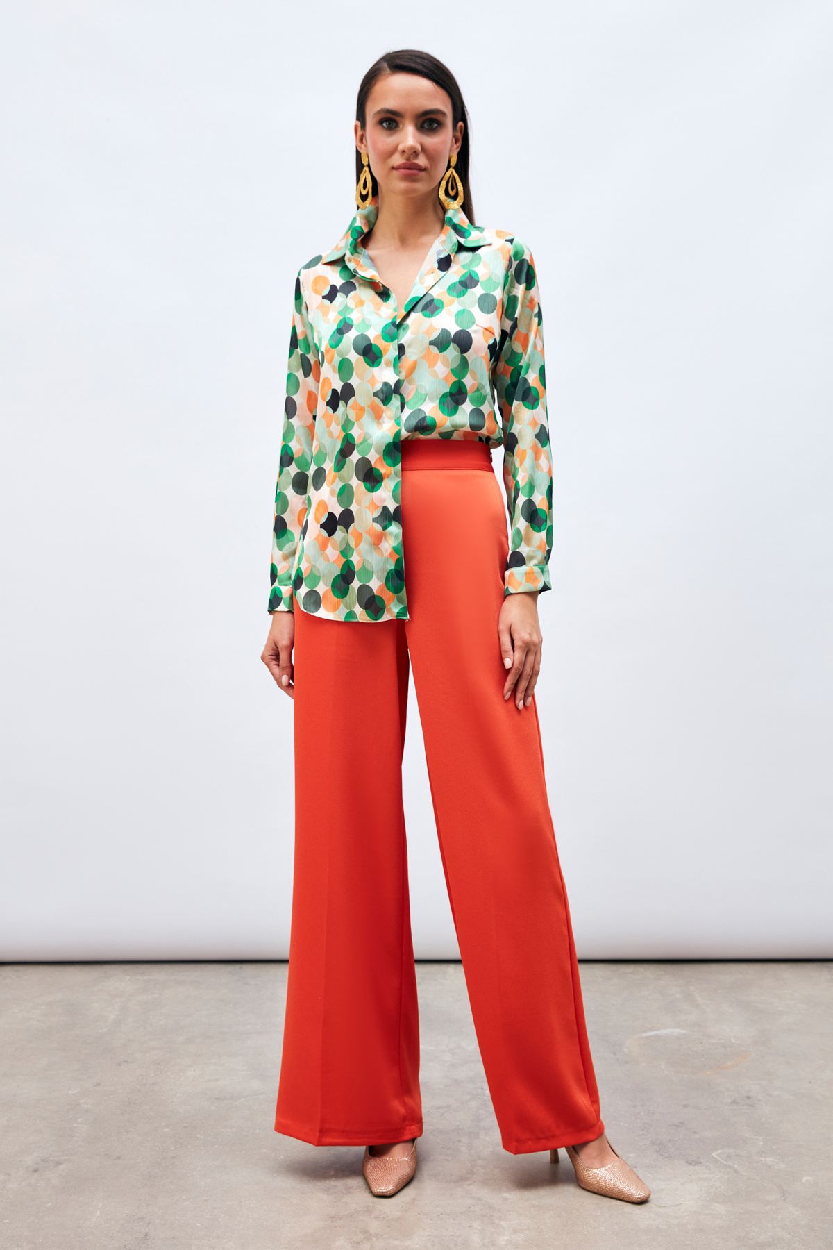 Patterned Loose Shirt - GREEN