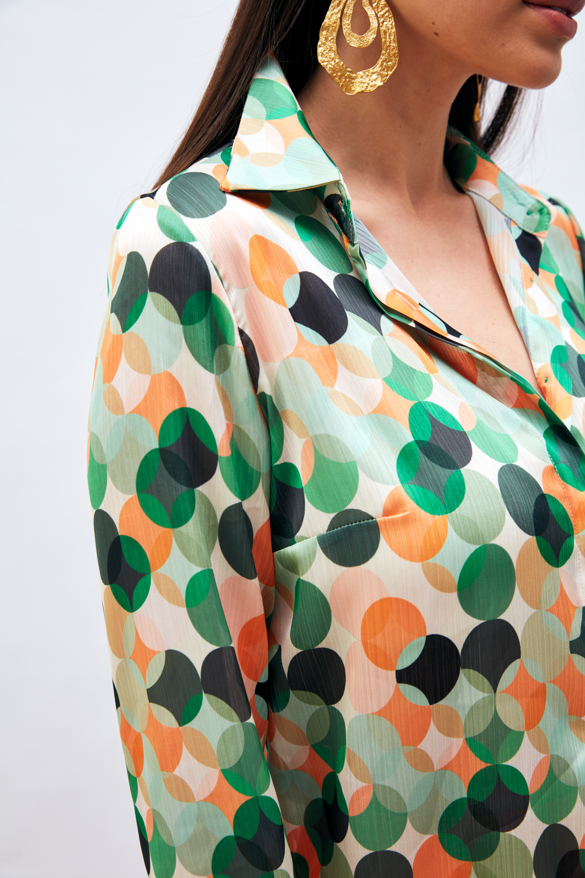 Patterned Loose Shirt - GREEN