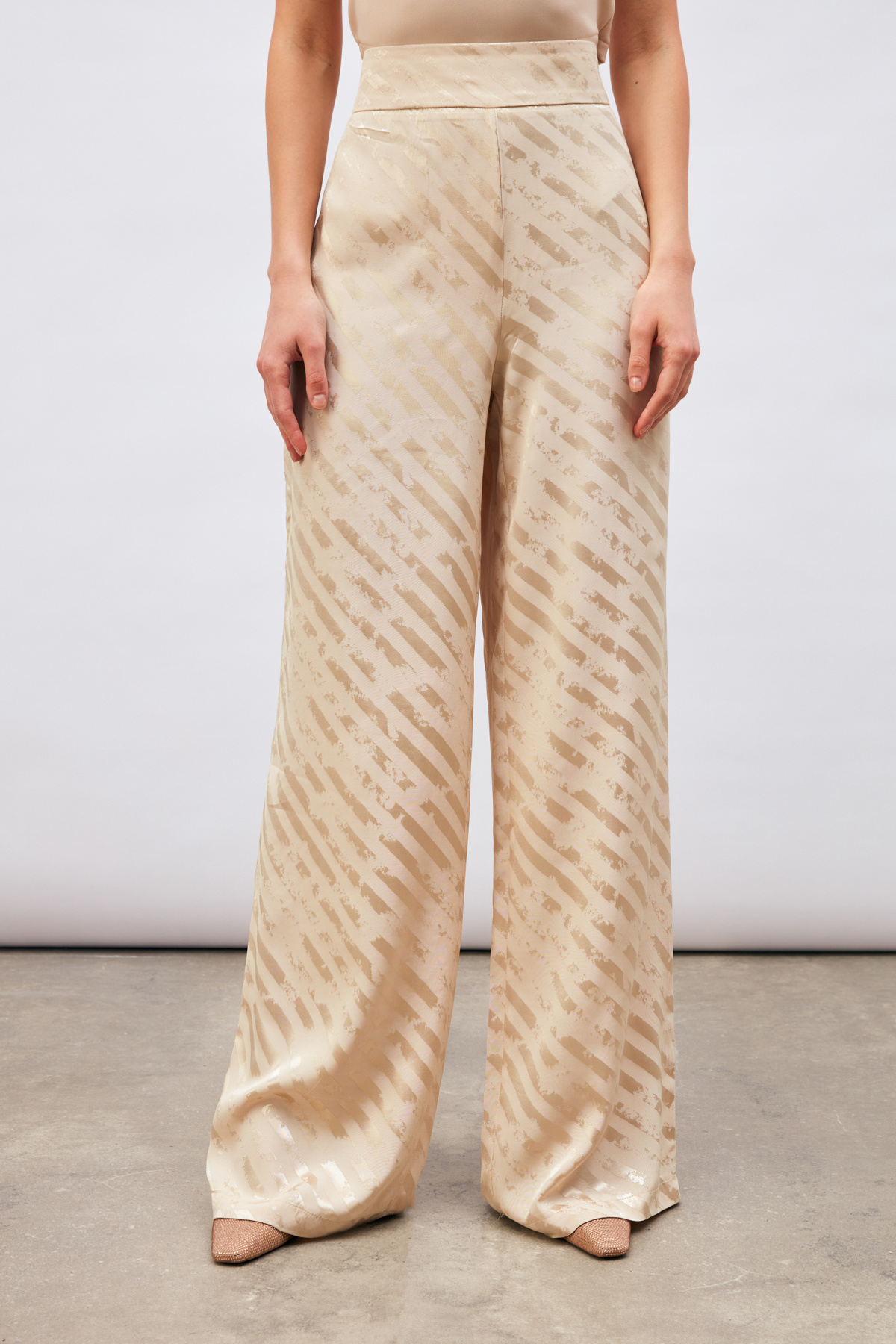 Desenli Salaş Pantolon - BEJ